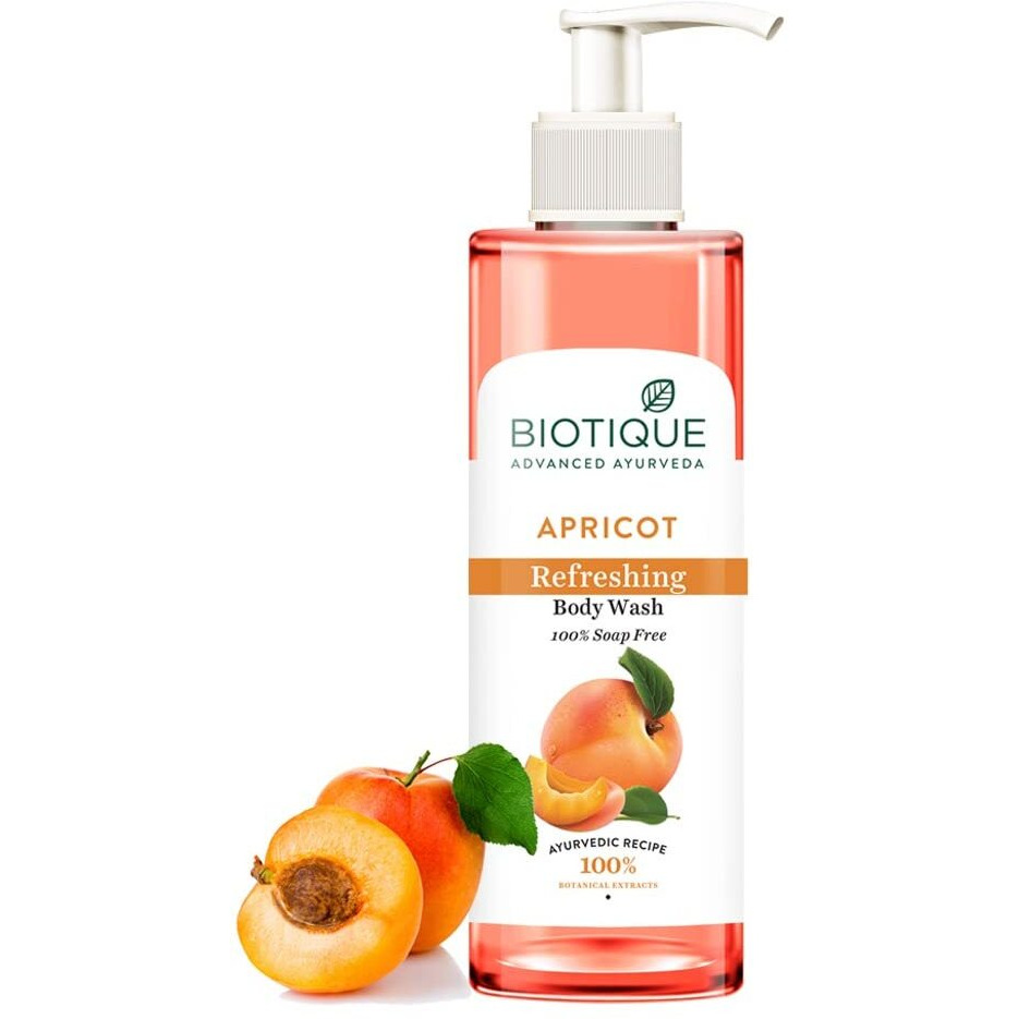 Biotique Apricot Refreshing Body Wash | Keeps Skin Fresh and Clean | Brightens Skin and Reducing Dark Spots | 100% Botanical Extracts | Suitable for All Skin Types | 200ml