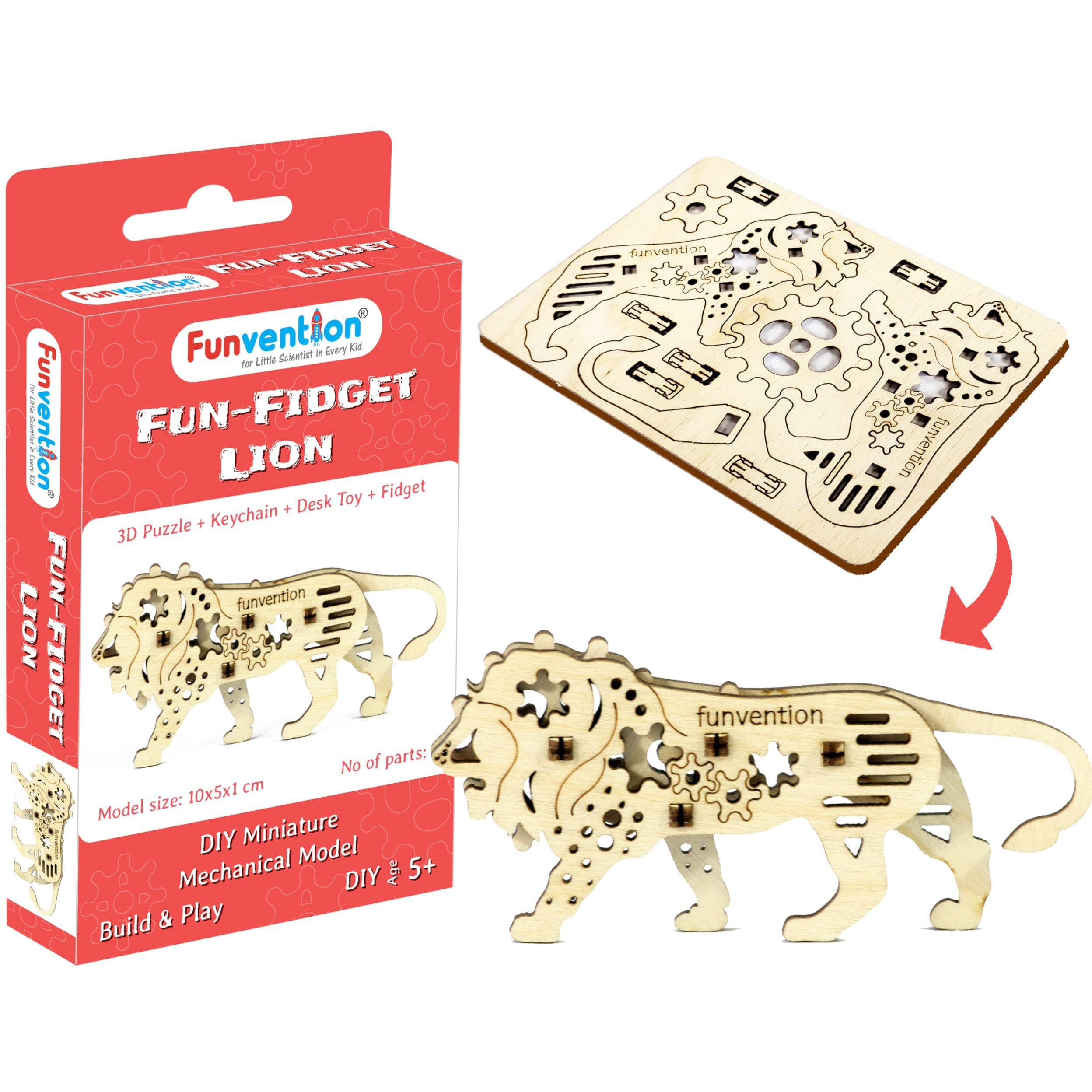 Funvention Birthday Return Gifts Pack of 24 Toys Fun Fidgets Jungle (3 x 4 DIY Miniature Mechanical Models Lion, Butterfly, Unicorn & Dino) Party Pack Return Favors for Kids Art & Craft STEM Learning