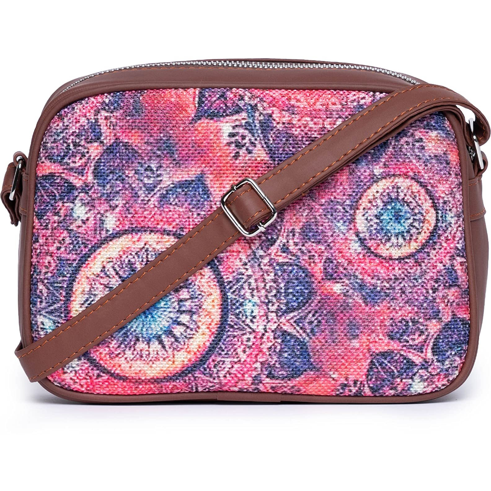 ZOUK Handmade Vegan Leather Space Chakra Print Women s Sling Bags With Adjustable Shoulder Strap