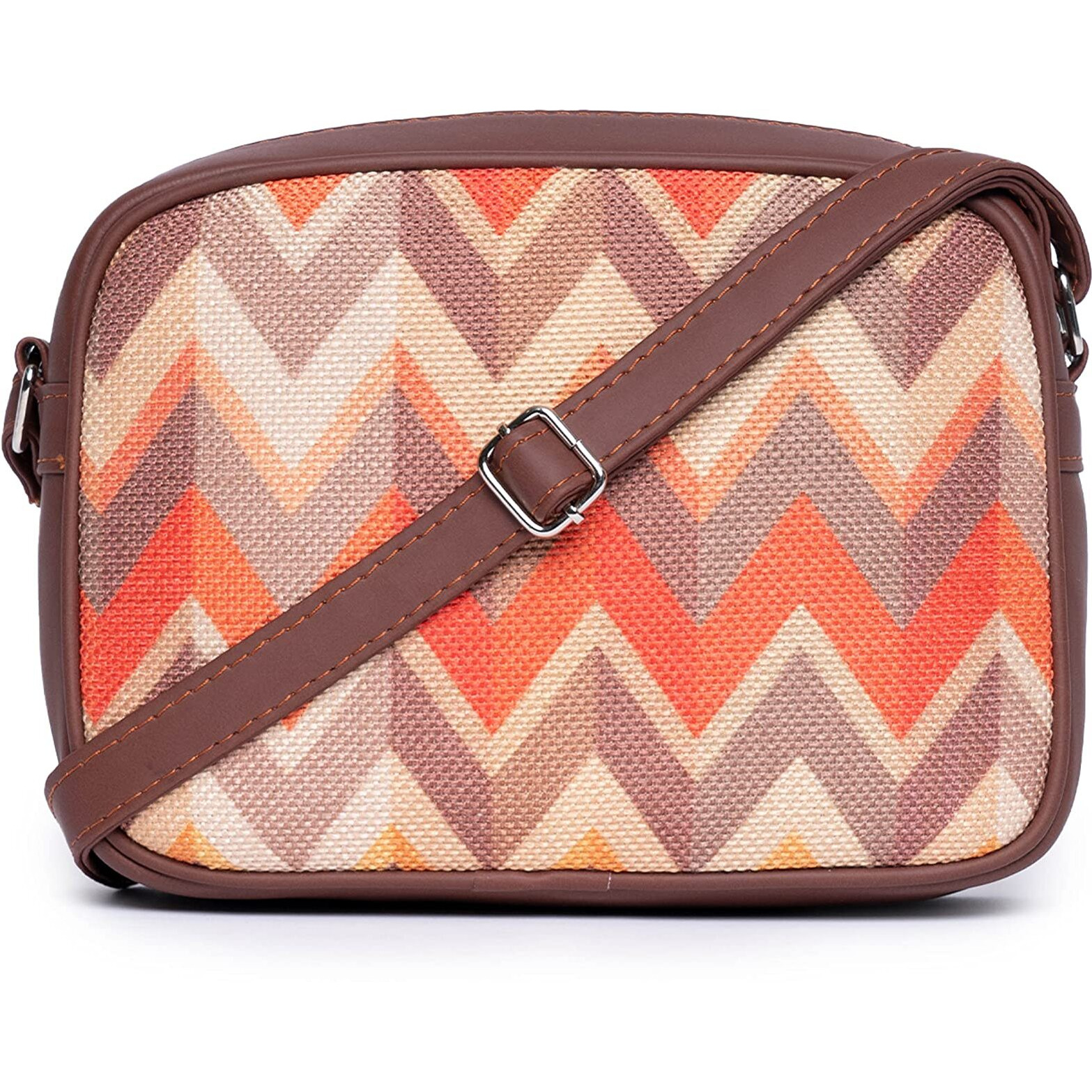 ZOUK Handmade Vegan Leather Tidal Wave Print Women s Sling Bags With Adjustable Shoulder Strap