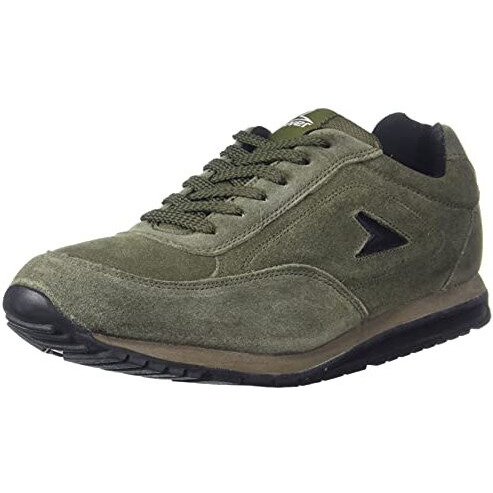 Power mens EXTREME LEATHER Olive Green Casual shoes - 10 UK (8337894)