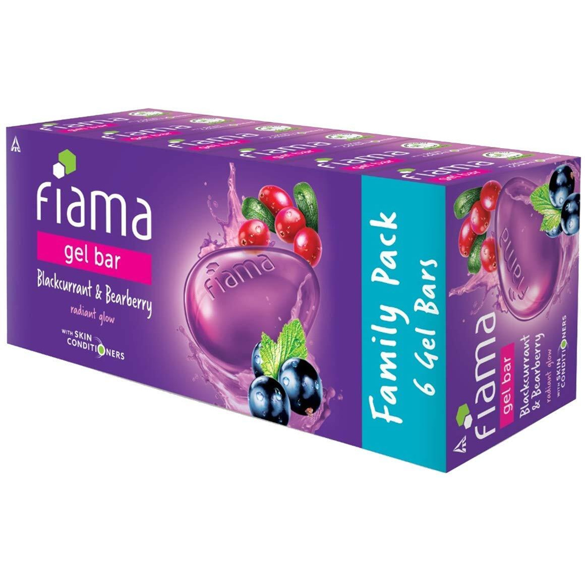 Fiama Gel Bar Blackcurrant And Bearberry, With Skin Conditioners For Moisturized, Radiant & Glowing Skin, 750g (125g - Pack of 6), Soap for Women & Men, For All Skin Types