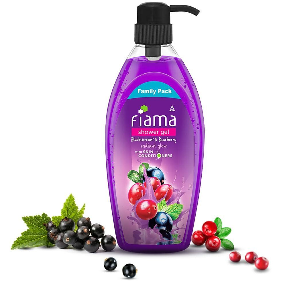 Fiama Body Wash Shower Gel Blackcurrant & Bearberry, 895 ml Family Pack, Body Wash for Women & Men with Skin Conditioners for Radiant Glow, Suitable for All Skin Types
