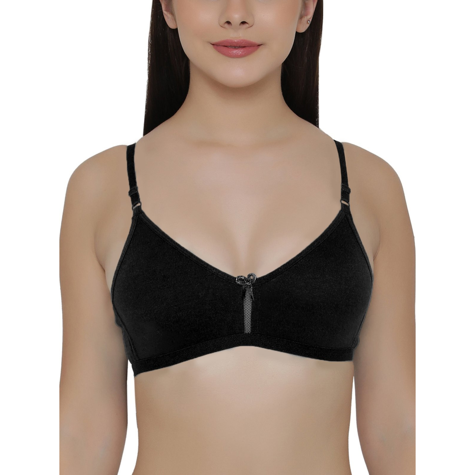 Clovia Women s Cotton Rich Solid Non-Padded Full Cup Wire Free T-Shirt Bra (BR0638P13_Black_40C)