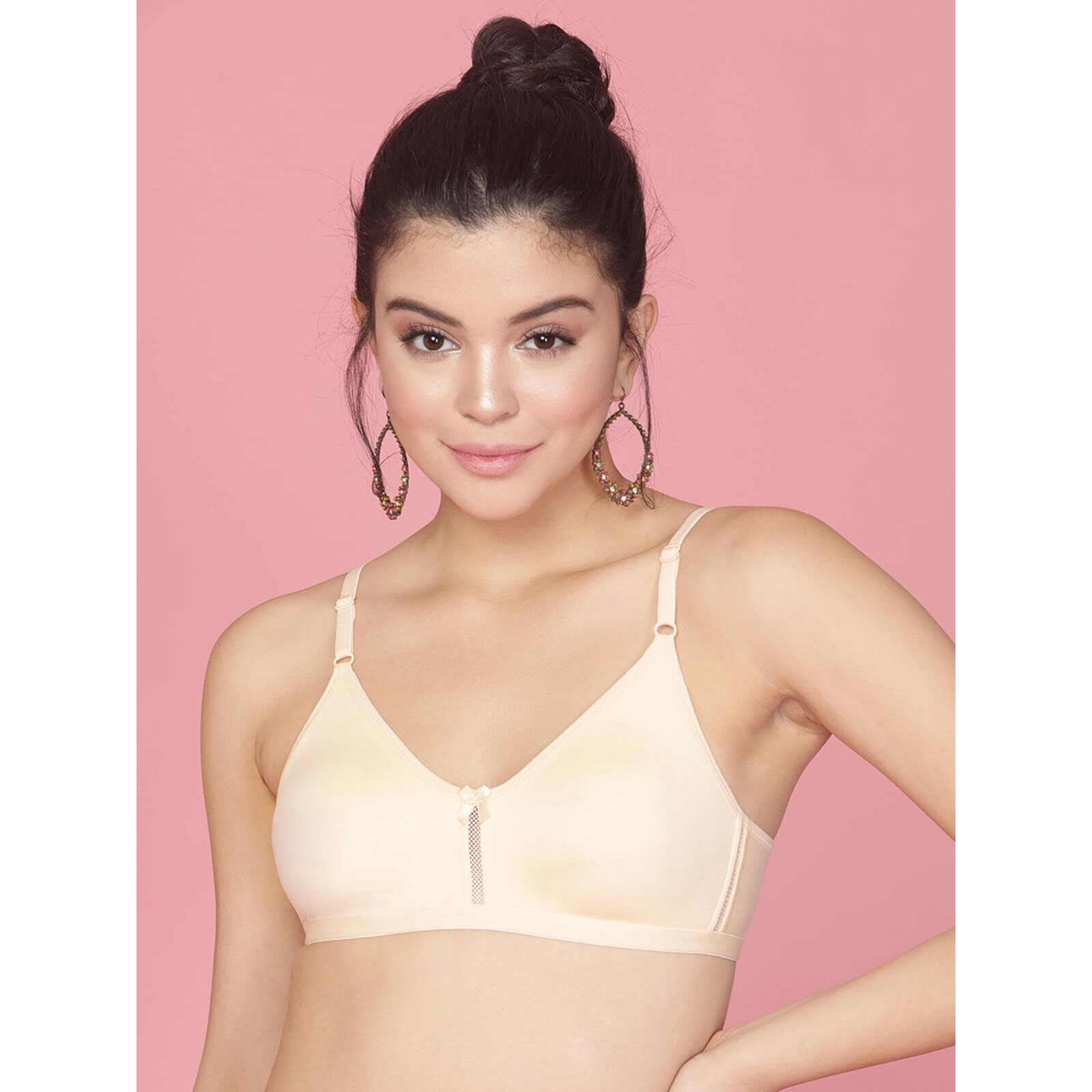 Clovia Women s Cotton Wire Free T-Shirt Bra (BR0638P2432B_Beige_32B)