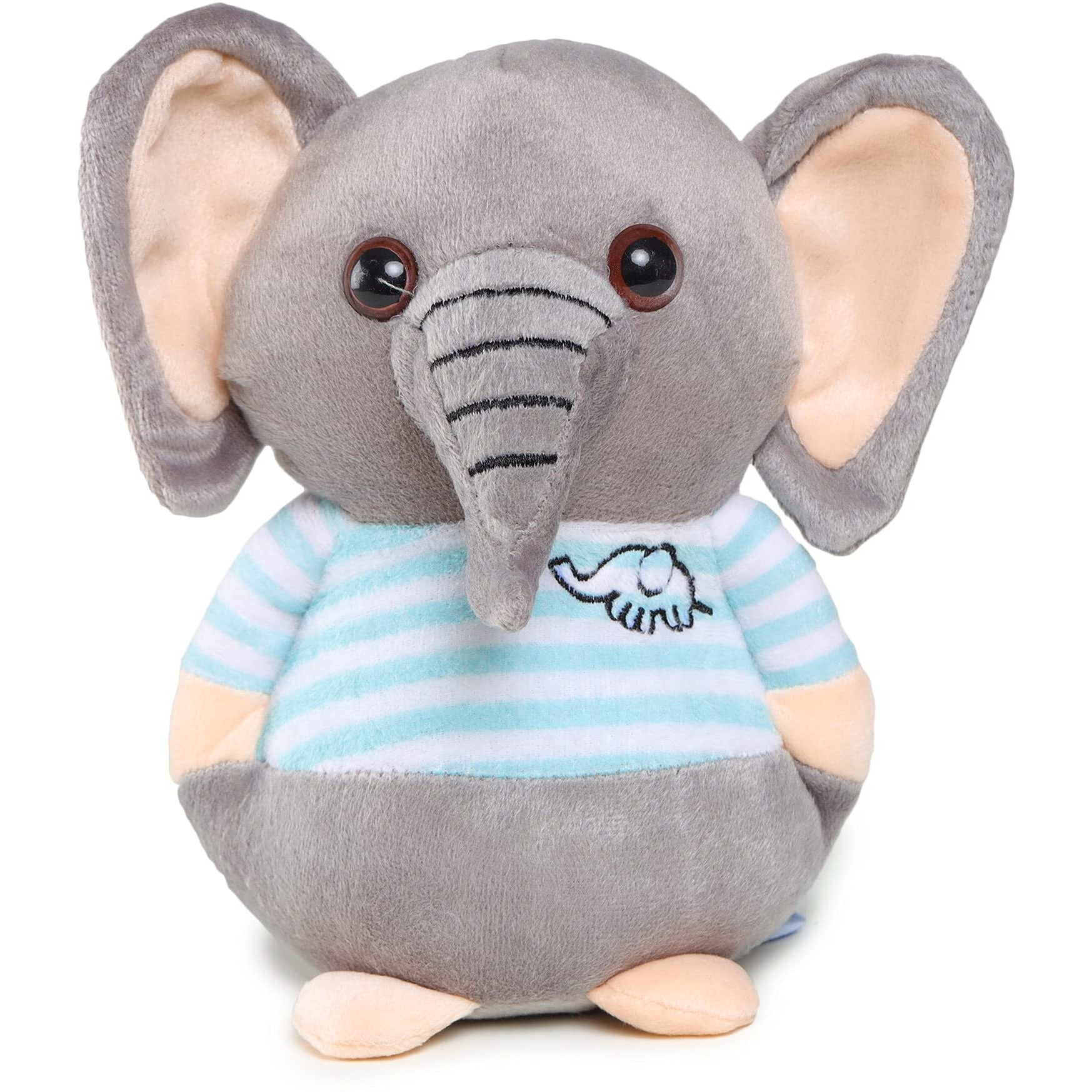 Webby Soft Animal Plush Elephant Toy 20cm, Blue & Grey