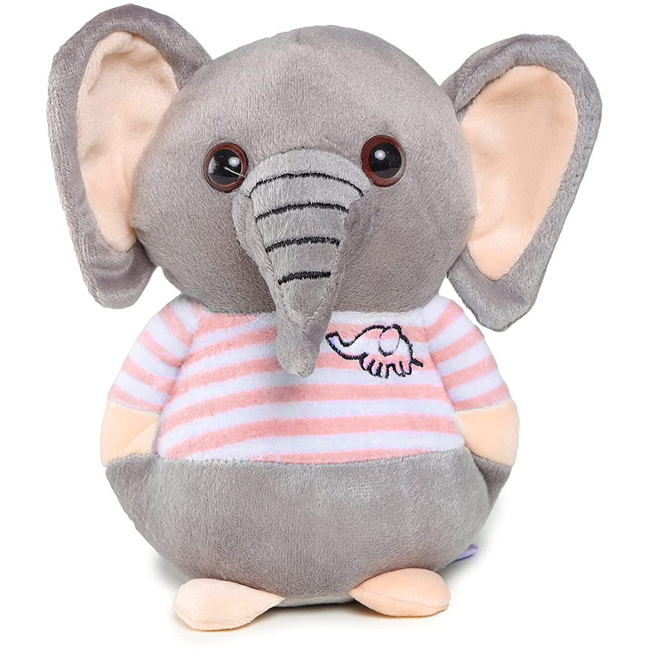 Webby Soft Animal Plush Elephant Toy 20cm, Grey and Pink