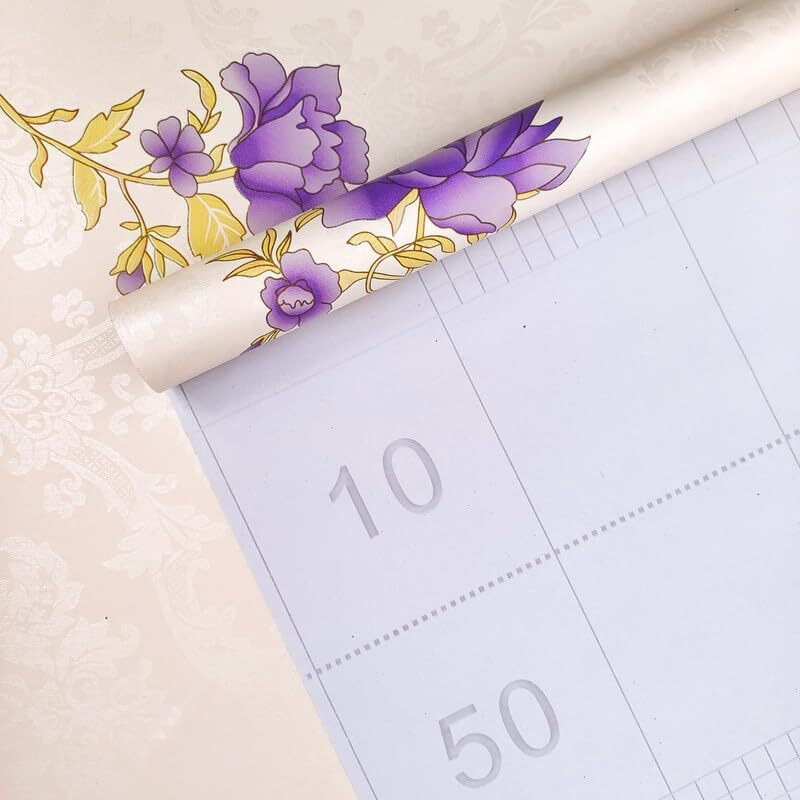 ANNACREATIONS Self Adhesive Waterproof Wallpaper Purple Flower Pattern Wall Sticker for Living Room Hall Bedroom Decoration PVC Vinyl Wall Stickers 45 x 304 cm