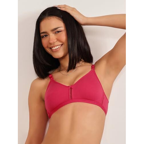 Clovia Women s Pink Cotton Non-Padded Non-Wired Bra with U Back (BR0638P14_Pink_34B)