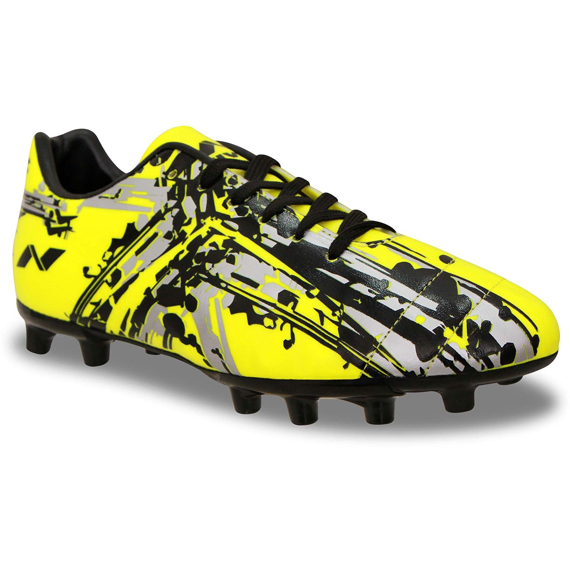 Nivia Storm Football Shoe for Mens | TPU Sole with PVC Synthetic Leather Upper for Hard and Grassy Surfaces Suitable for Sports, Die Cut Soft Cushion, Light Weight Insole (Yellow) UK - 9