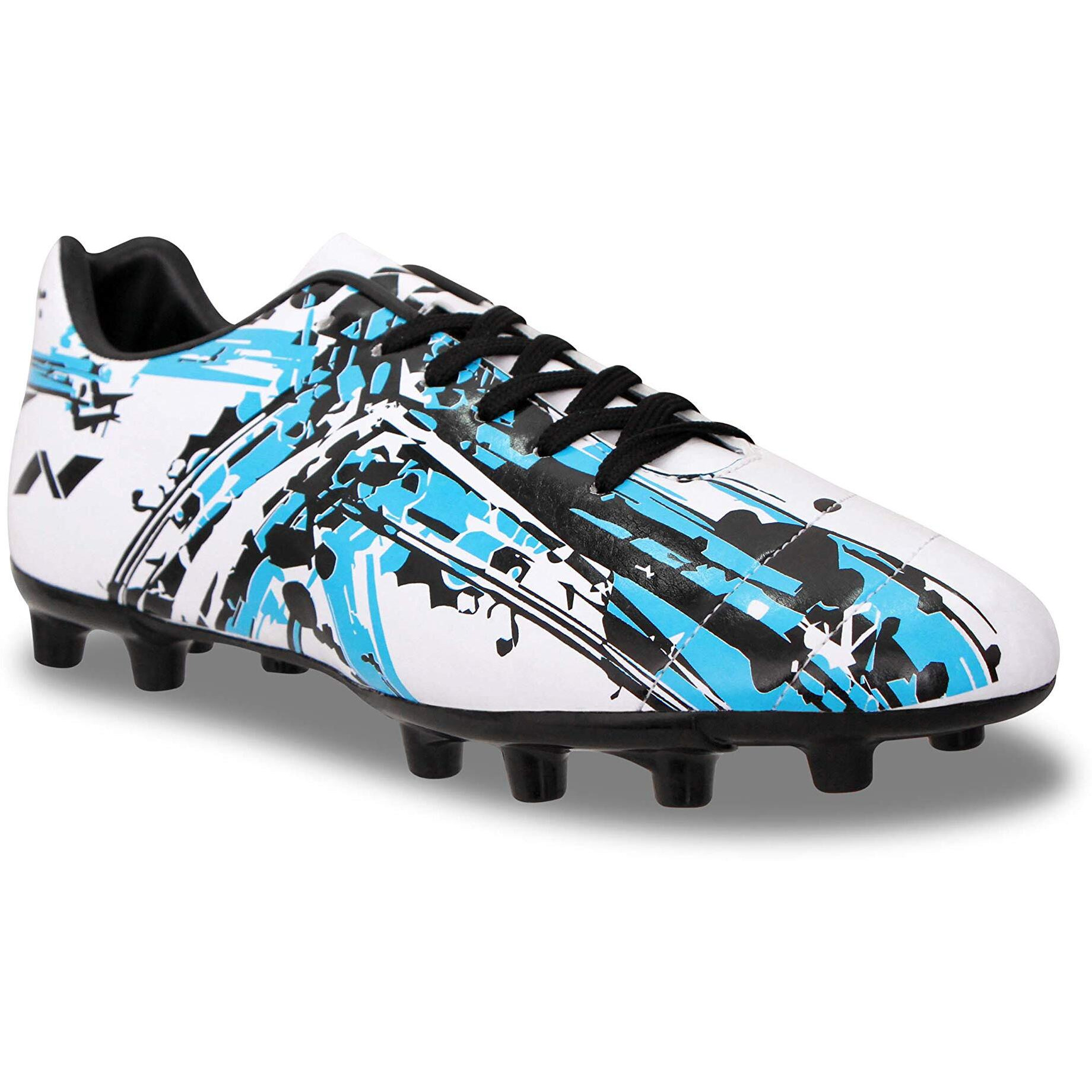 Nivia Storm Football Shoe for Mens/Synthetic Leather Upper for Hard and Grassy Surfaces Suitable for Sports/Light Weight Insole (White) UK - 10