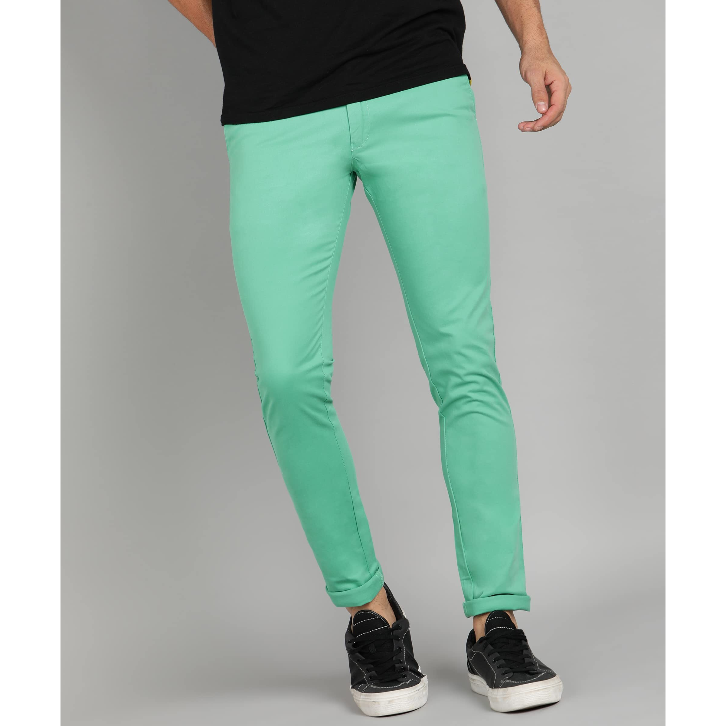Urbano Fashion Men s Teal Green Cotton Slim Fit Casual Chinos Trousers Stretch (chino-tealgrn-34)