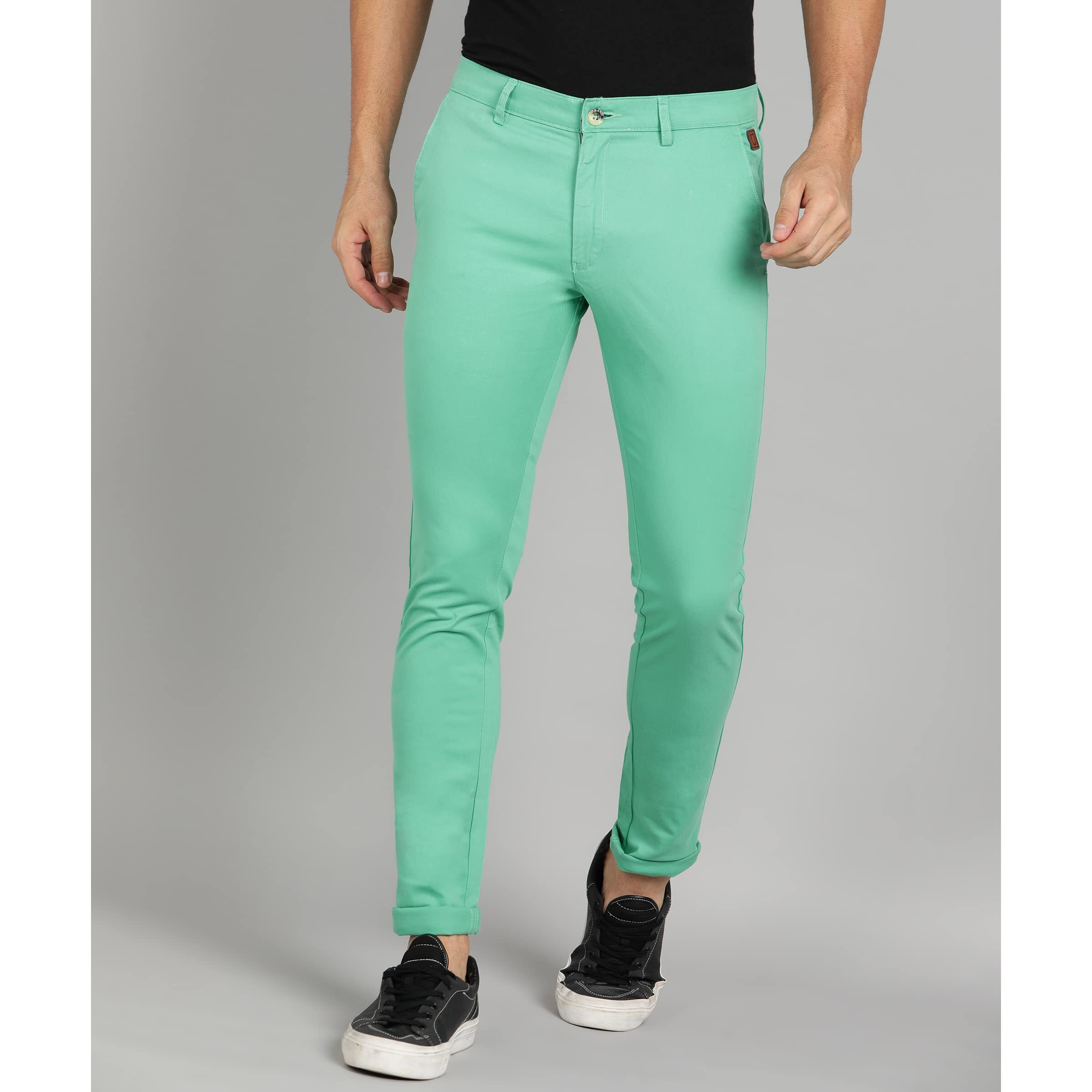 Urbano Fashion Men s Teal Green Cotton Slim Fit Casual Chinos Trousers Stretch (chino-tealgrn-34)