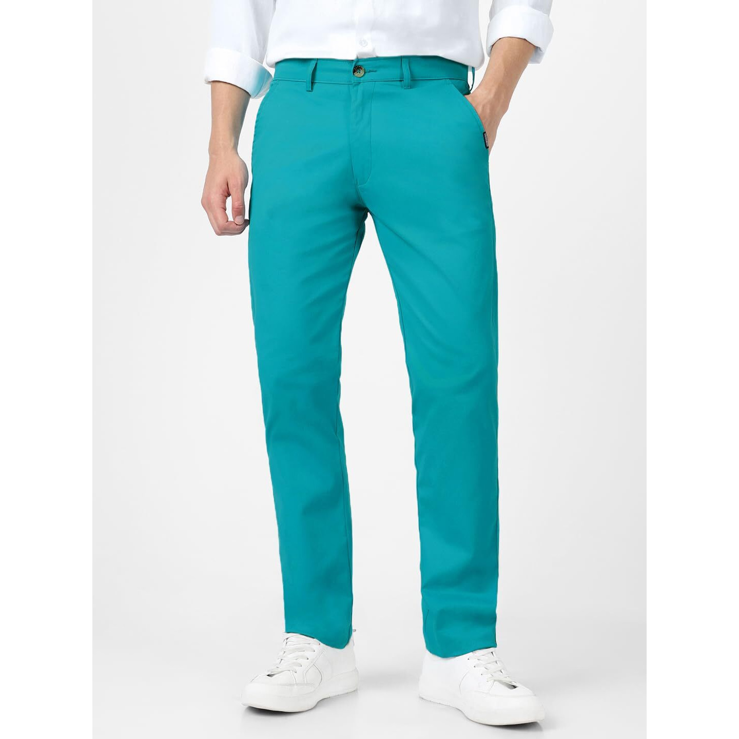 Urbano Fashion Men s Turquoise Blue Cotton Slim Fit Casual Chinos Trousers Stretch (chino-turqblue-34)
