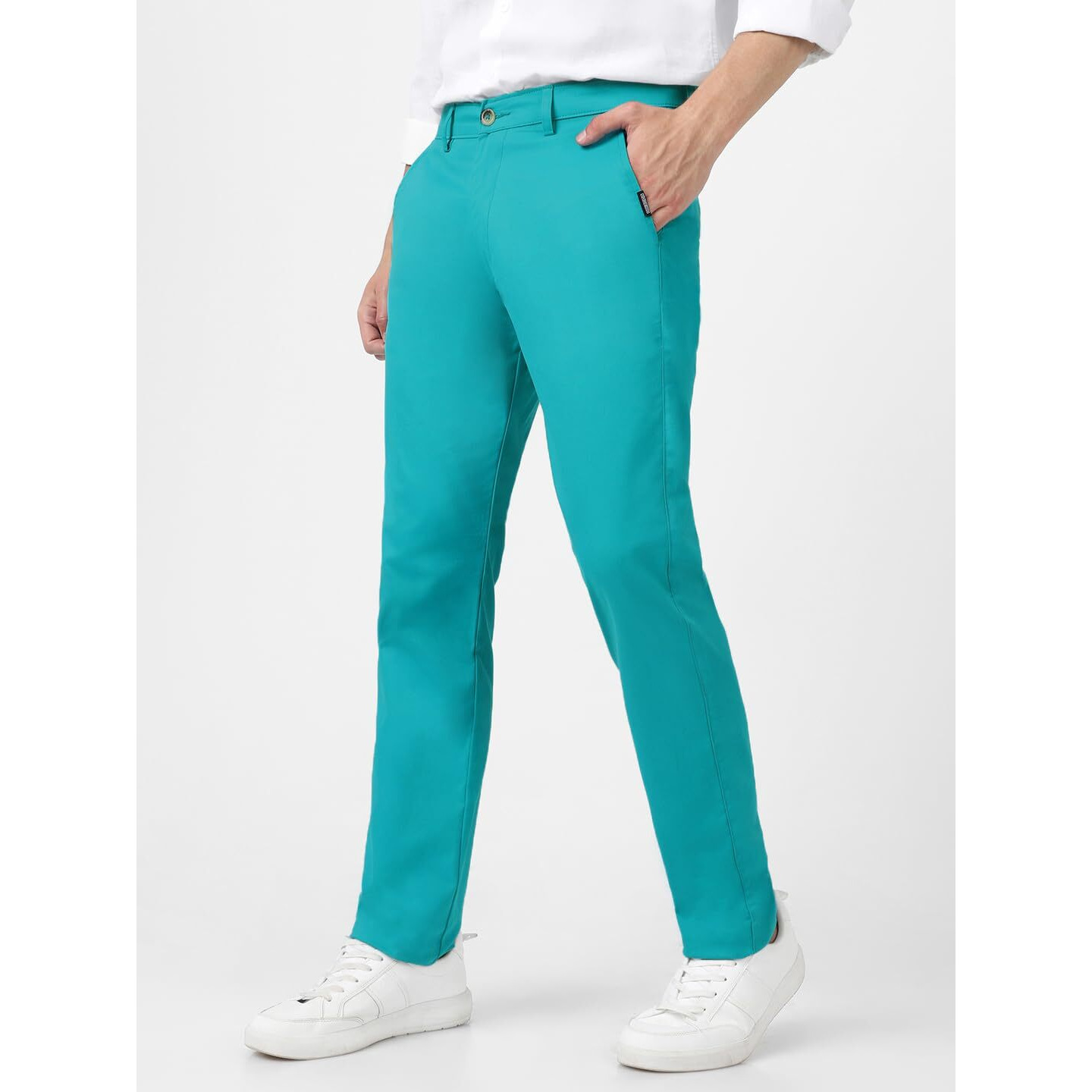 Urbano Fashion Men s Turquoise Blue Cotton Slim Fit Casual Chinos Trousers Stretch (chino-turqblue-34)