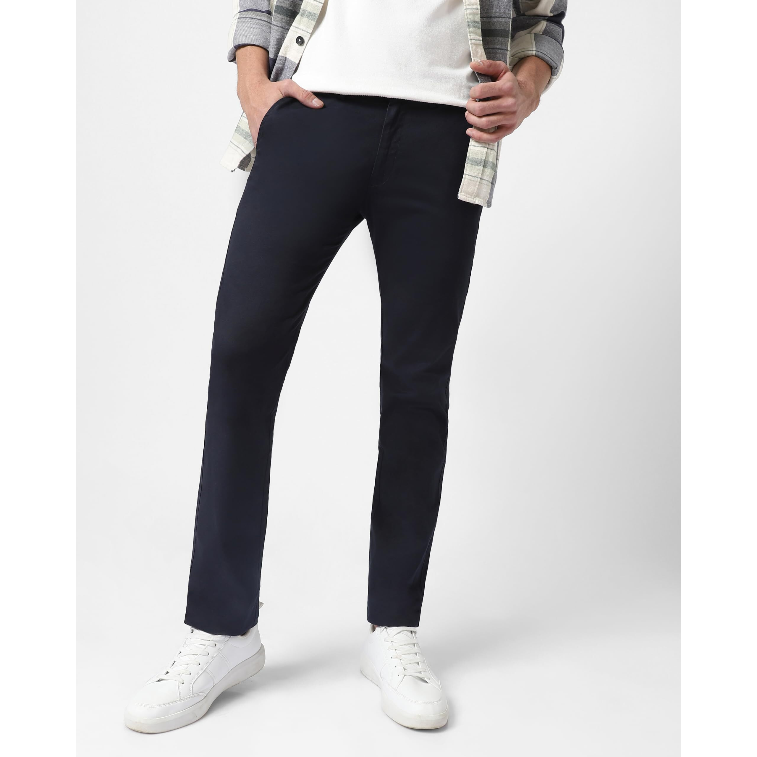 Urbano Fashion Men s Navy Blue Cotton Slim Fit Casual Chinos Trousers Stretch (chino-navy-30-fba)