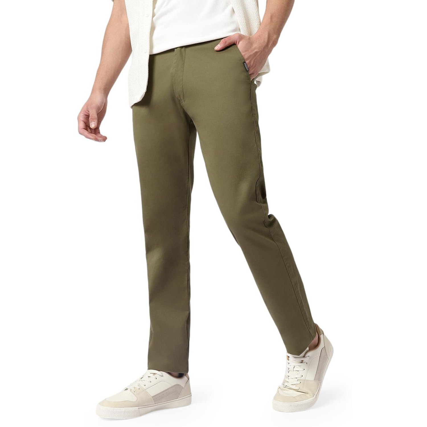 Urbano Fashion Men s Olive Green Cotton Slim Fit Casual Chinos Trousers Stretch (chino-olivegrn-36-fba-01)