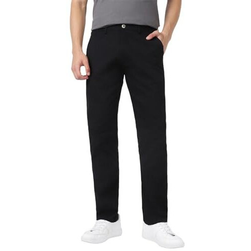 Urbano Fashion Men s Black Cotton Slim Fit Casual Chinos Trousers Stretch (chino-black-34-fba)