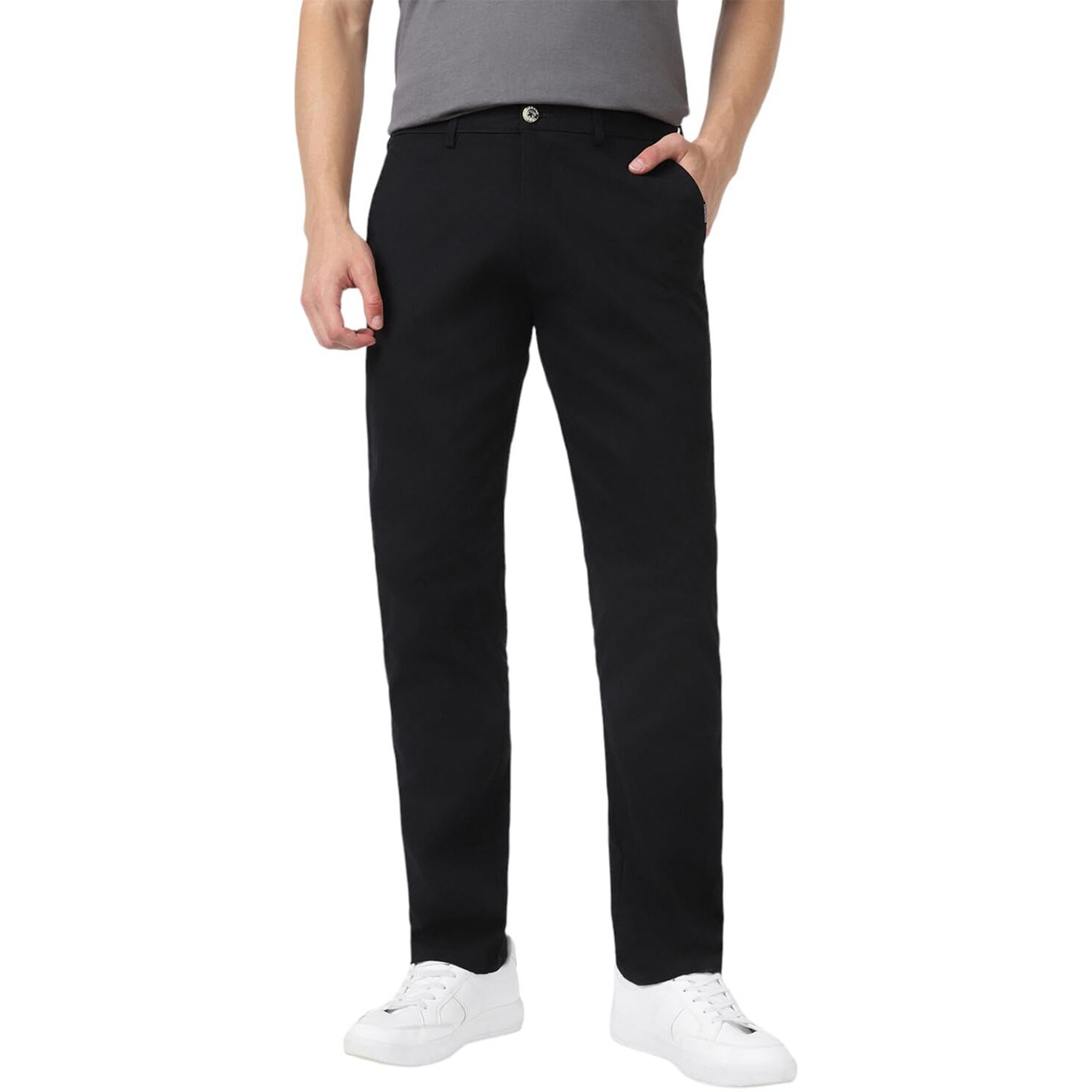 Urbano Fashion Men s Black Cotton Slim Fit Casual Chinos Trousers Stretch (chino-black-36-fba)