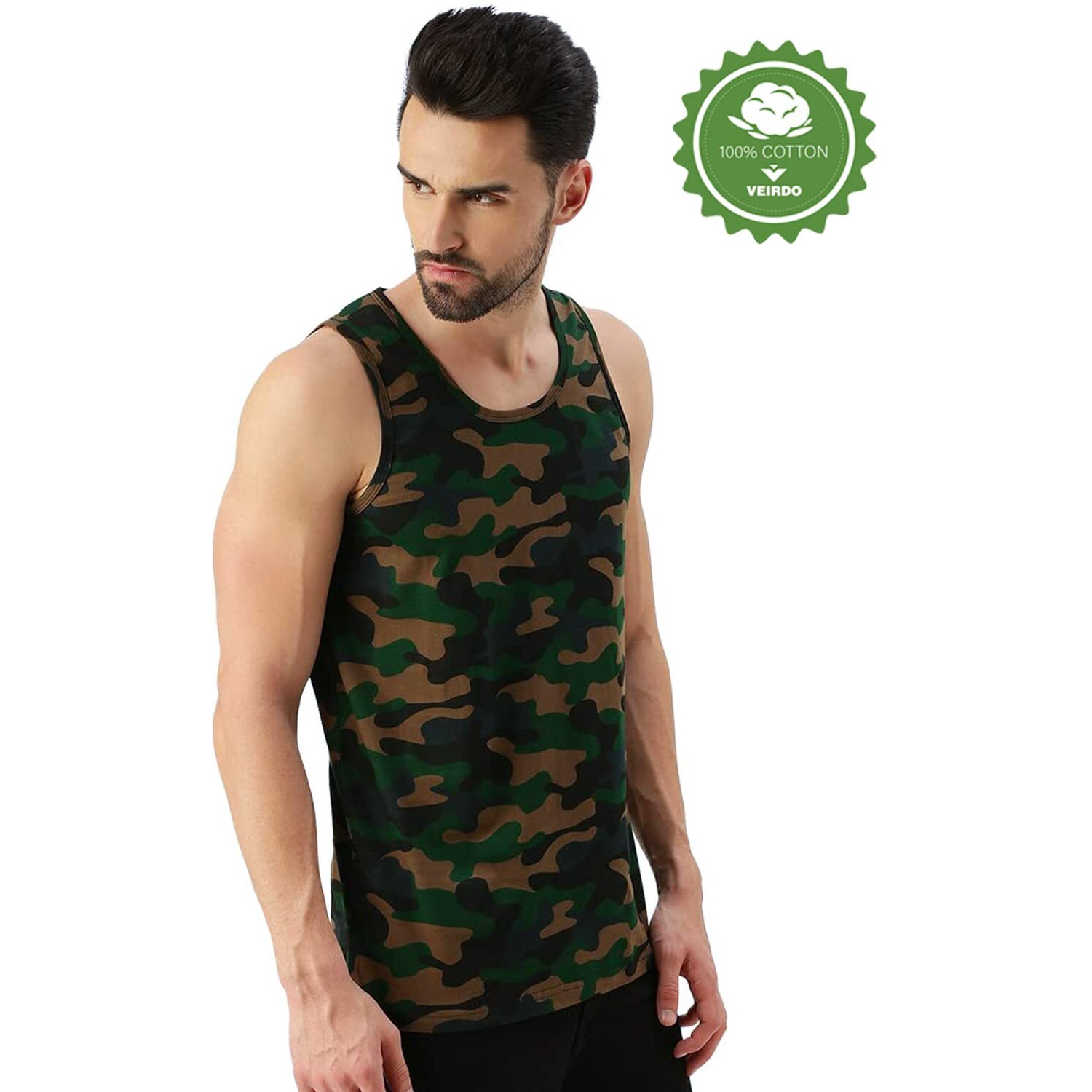 Veirdo Men Sleeveless Tshirt, Vest for Men, Cotton Sando for Gym, Cycling, Running, & Other Sports