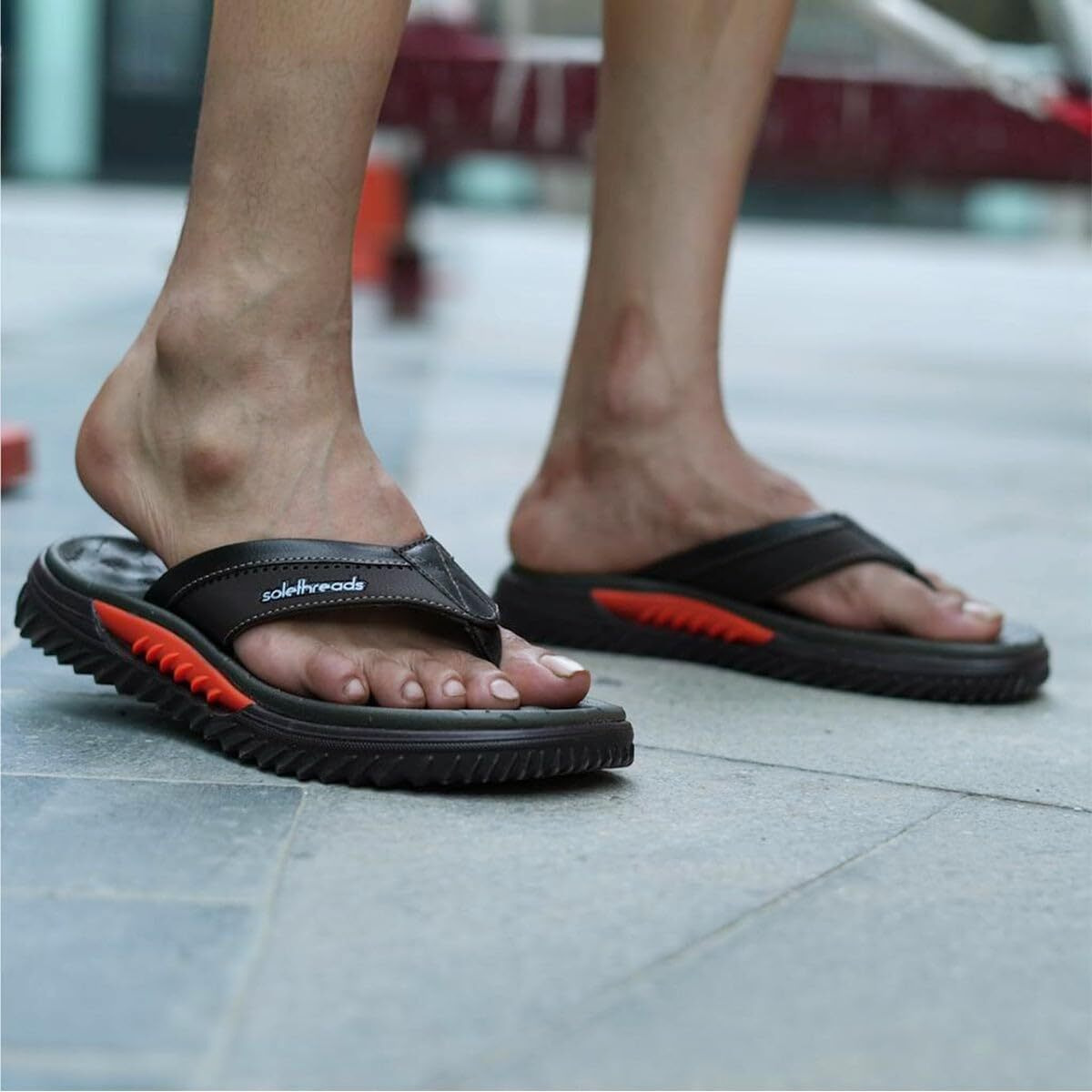 SOLETHREADS SKYCRUISER | Classy | Comfortable | Ultra-Light | Shock Absorbent | Bounce Back Technology | Water-resistant | Slippers | Flip Flops for Men|D.Brown|UK 9