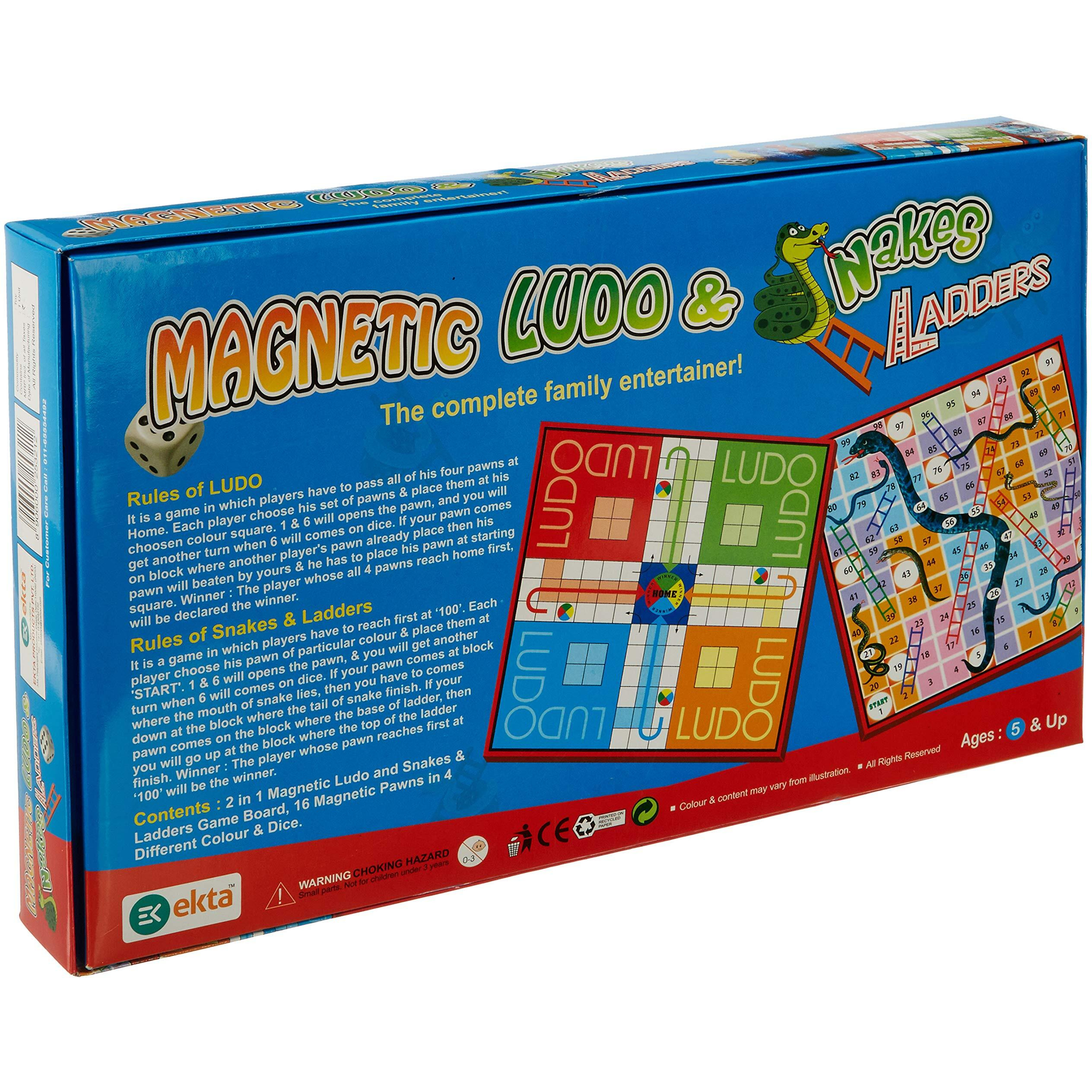 Ekta Magnetic Ludo Snakes  n  Ladders Board Game for Kids,Multicolor