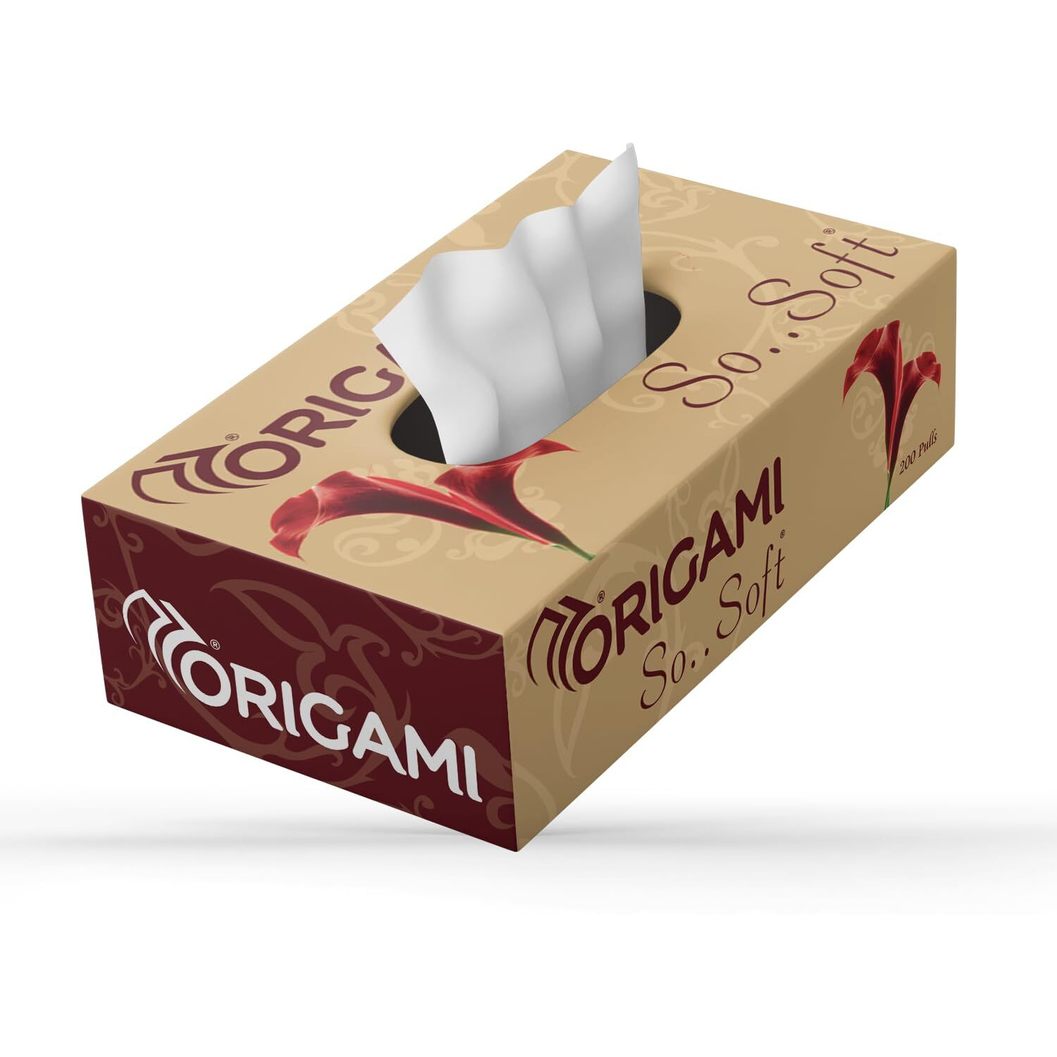 Origami 2 Ply Facial Tissue Box | Car Tissue - Pack of 3 (200 Pulls Per Box, 600 Sheets)