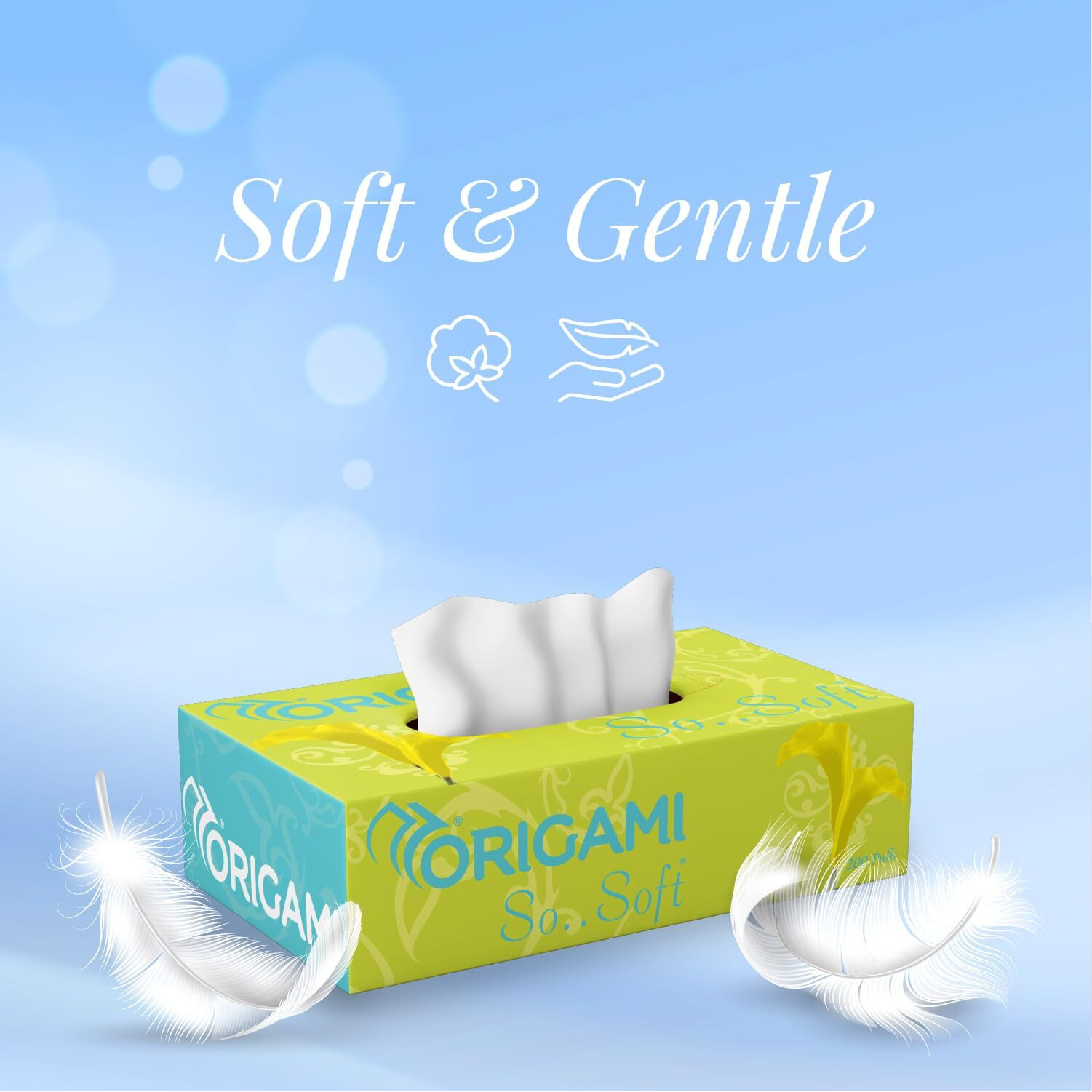 Origami 2 Ply Facial Tissue Box | Car Tissue - Pack of 3 (200 Pulls Per Box, 600 Sheets)