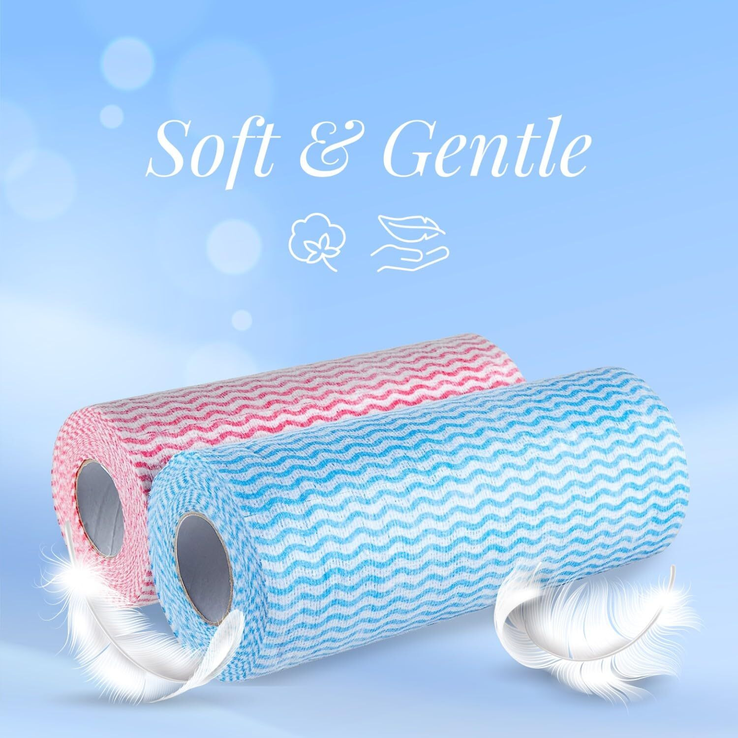 Origami Non Woven Reusable Kitchen Towel Roll - Pack of 3 (80 Pulls Per Roll, 240 Sheets)