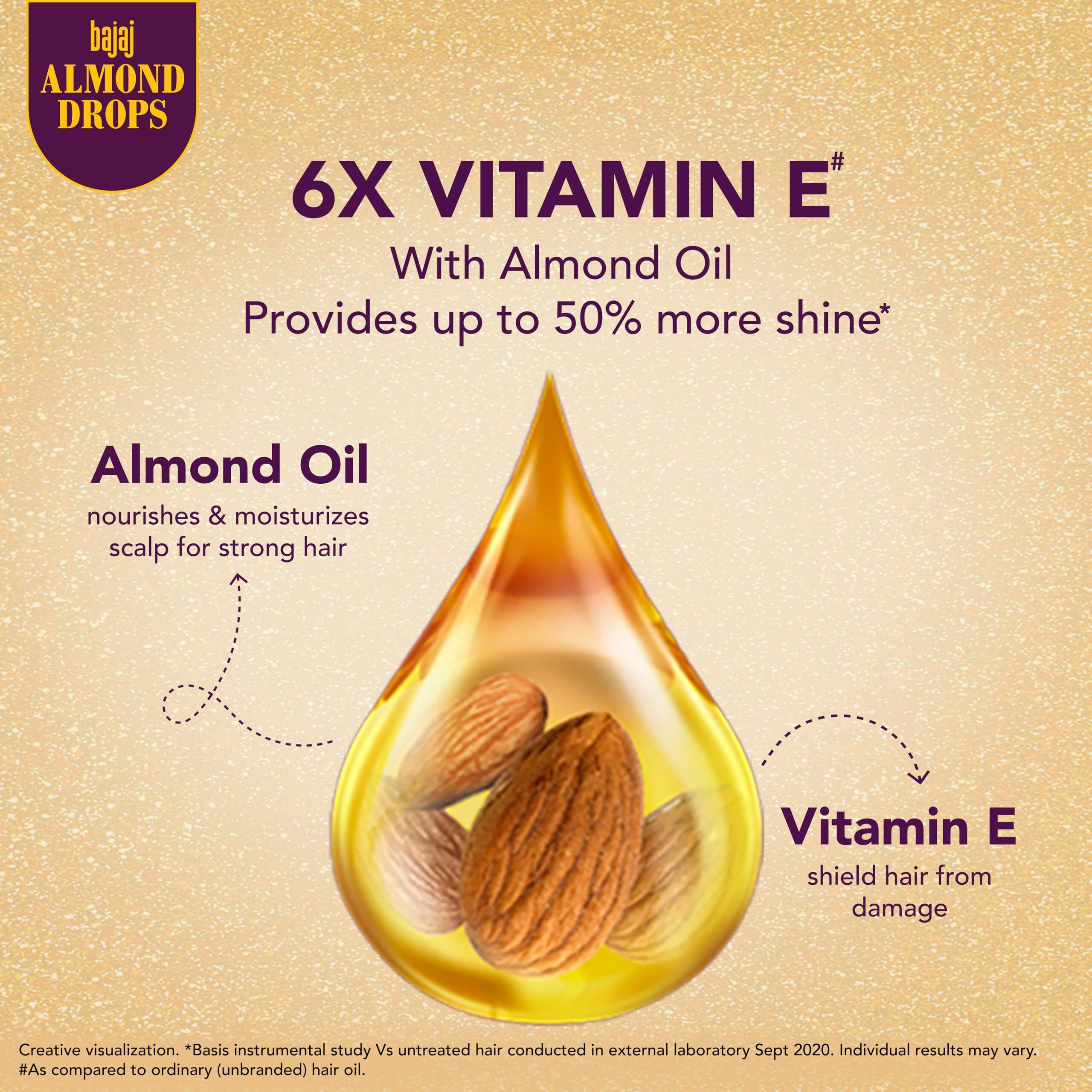 Bajaj Almond Drops Hair Oil, 625ml, Hair Oil, 6X Vitamin E, Almond Oil, Light and Non-Sticky, Hair Fall Control