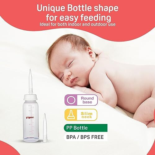 Pigeon Cleft Palate Nursing/Feeding Bottle,Feeder with Silicone Long Nipple,BPA Free,BPS Free,transparent,Adjustable Milk Flow,240 ml