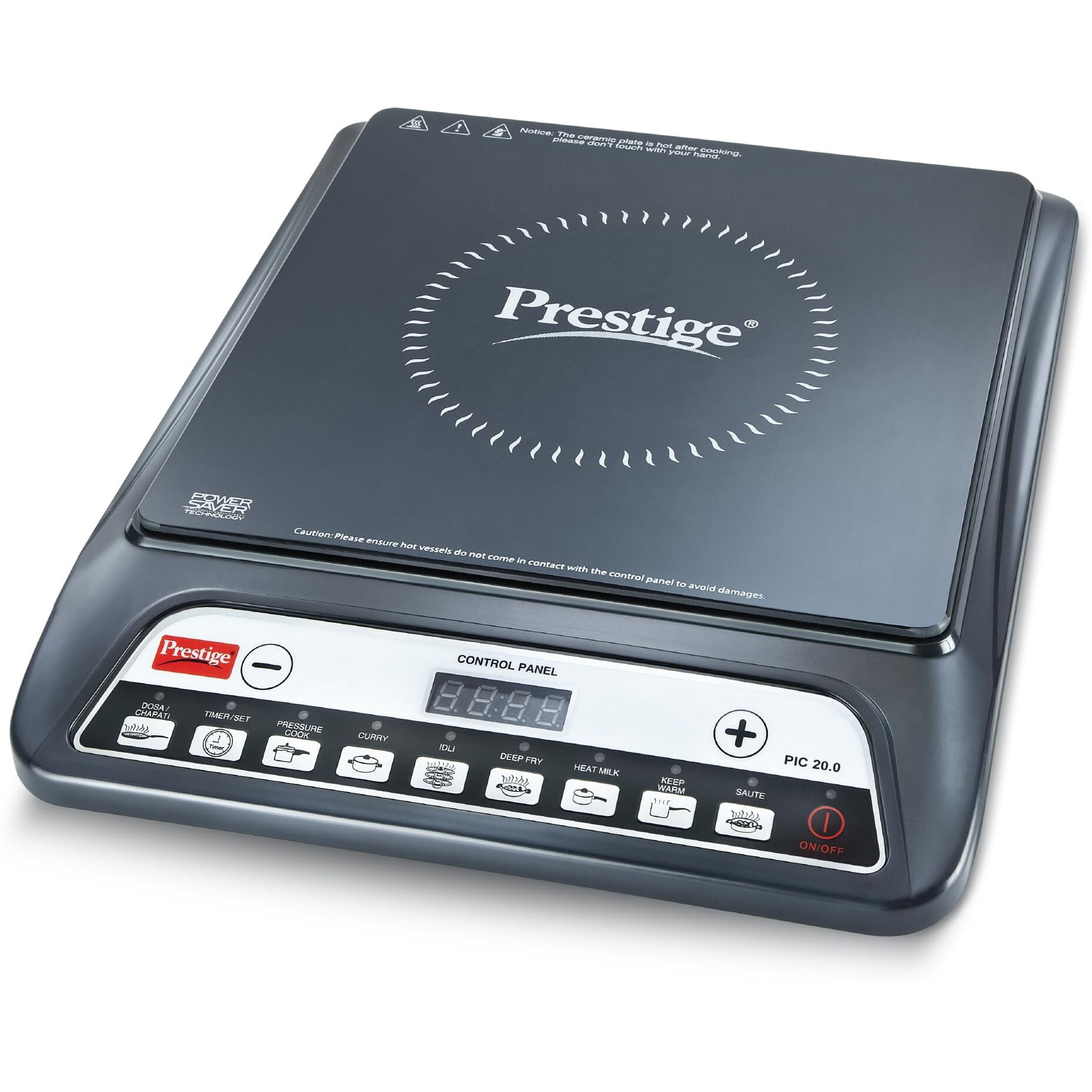 Prestige PIC 20 1600 Watts Induction Cooktop |Indian Menu Option |High Voltage Surge Protection| Automatic Power & Temperature Adjustment|1 year Warranty |Black