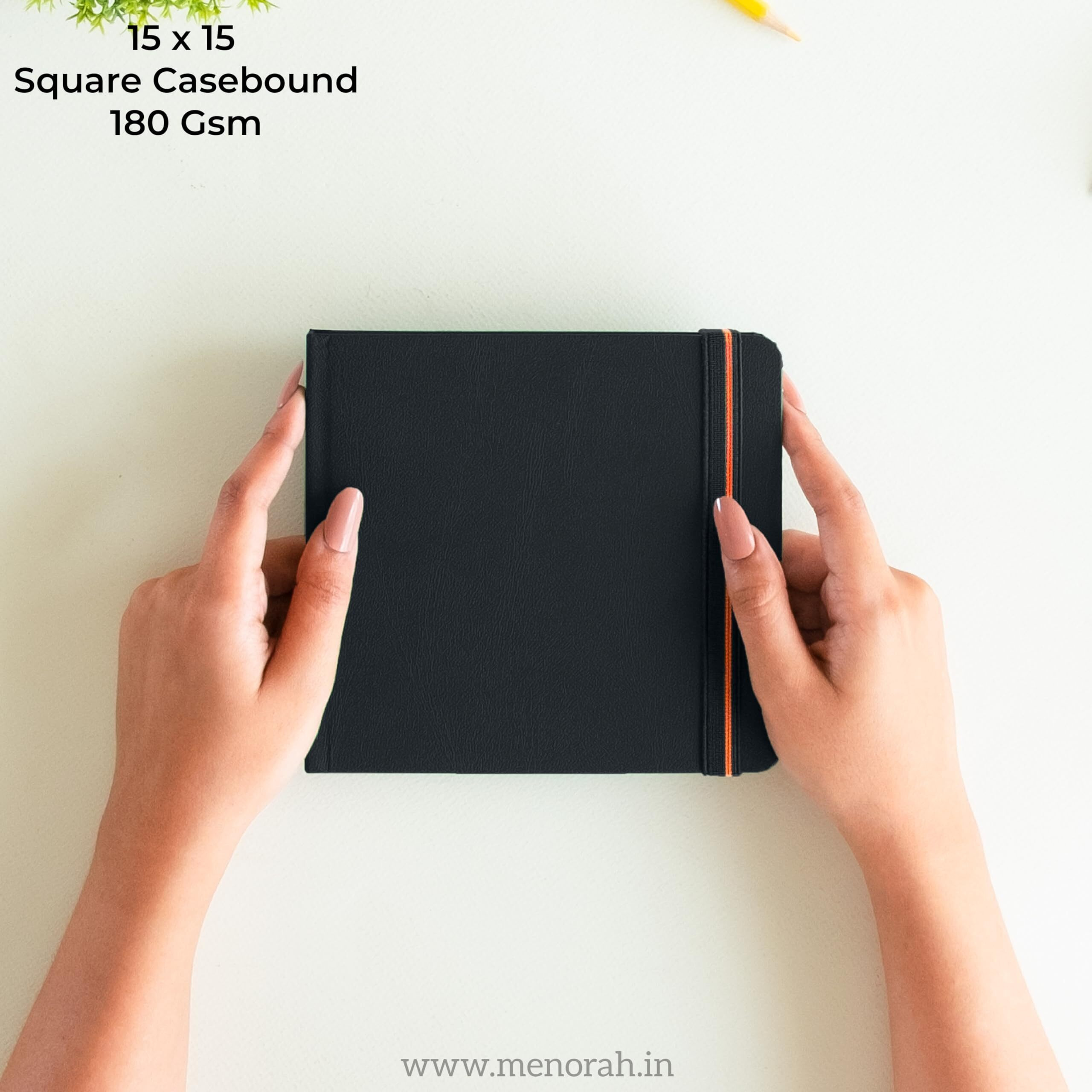 MENORAH - Sketch Book for Artist - Square - 180 GSM - Square Sketchbook - for Drawing - Hard Bound - 100 Pages/50 Sheets - (15.0 x 15.0 cm)-(Black) watercolorGraphiteoil Pastels, Paper,Silk