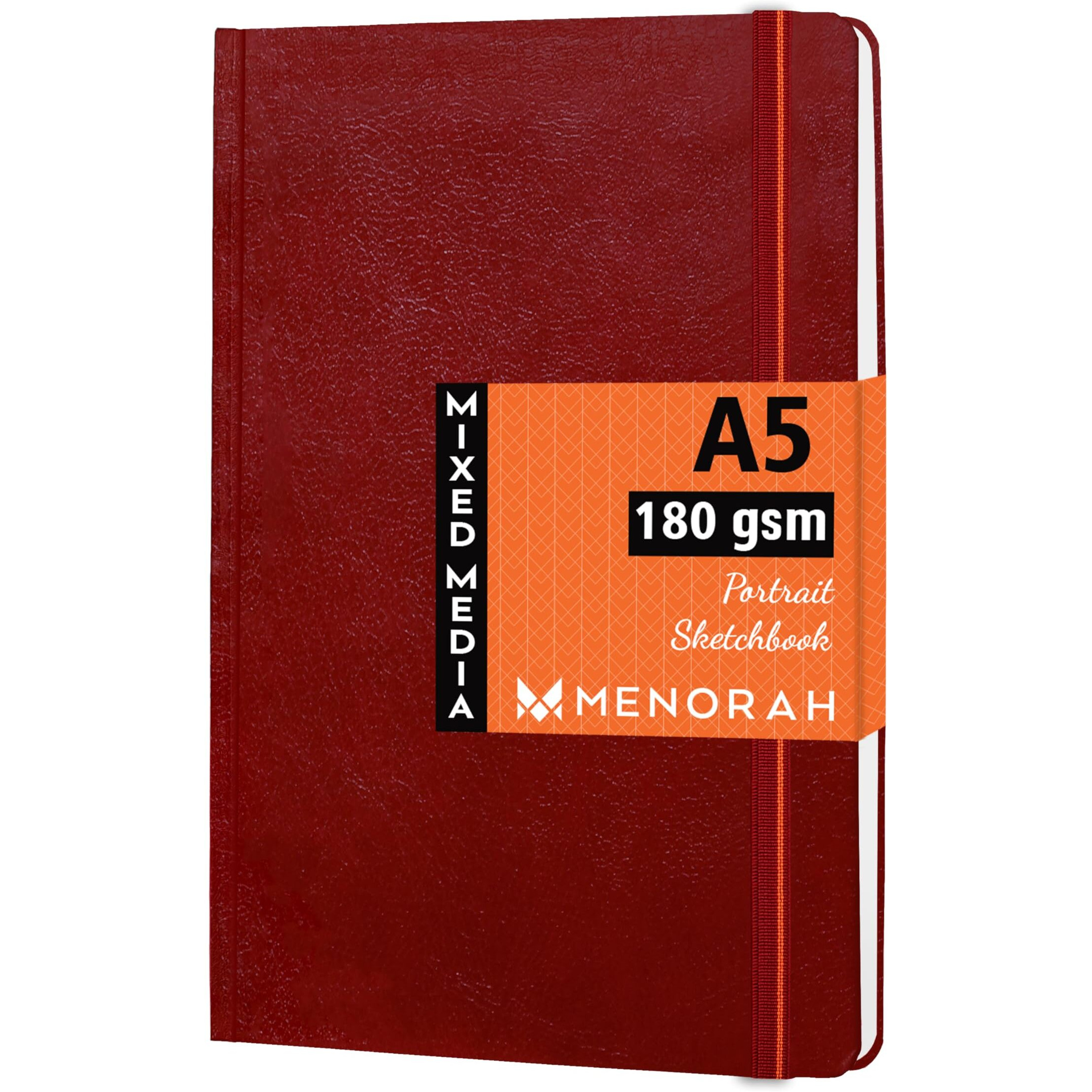 MENORAH Paper-Sketchbook For Artist-A5-180 Gsm-Watercolor Drawing Book-180Gsm(Red,Portrait)-Handcrafted With Love Mother S Day