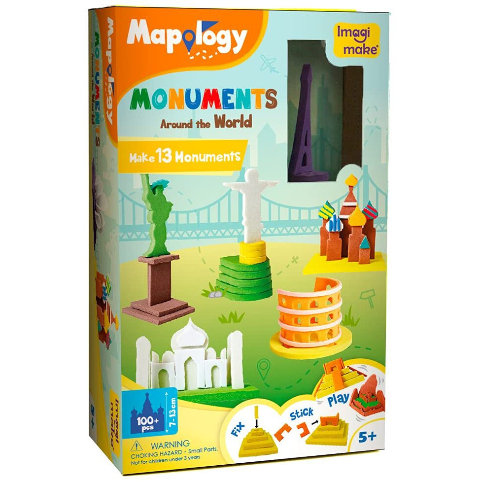 Imagimake Mapology Mounments Around The World | Make 13 Miniature Models| 3D Puzzle for Kids | Birthday Gift for Girls & Boys | Educational Toys for 5,6,7,8,9 Years