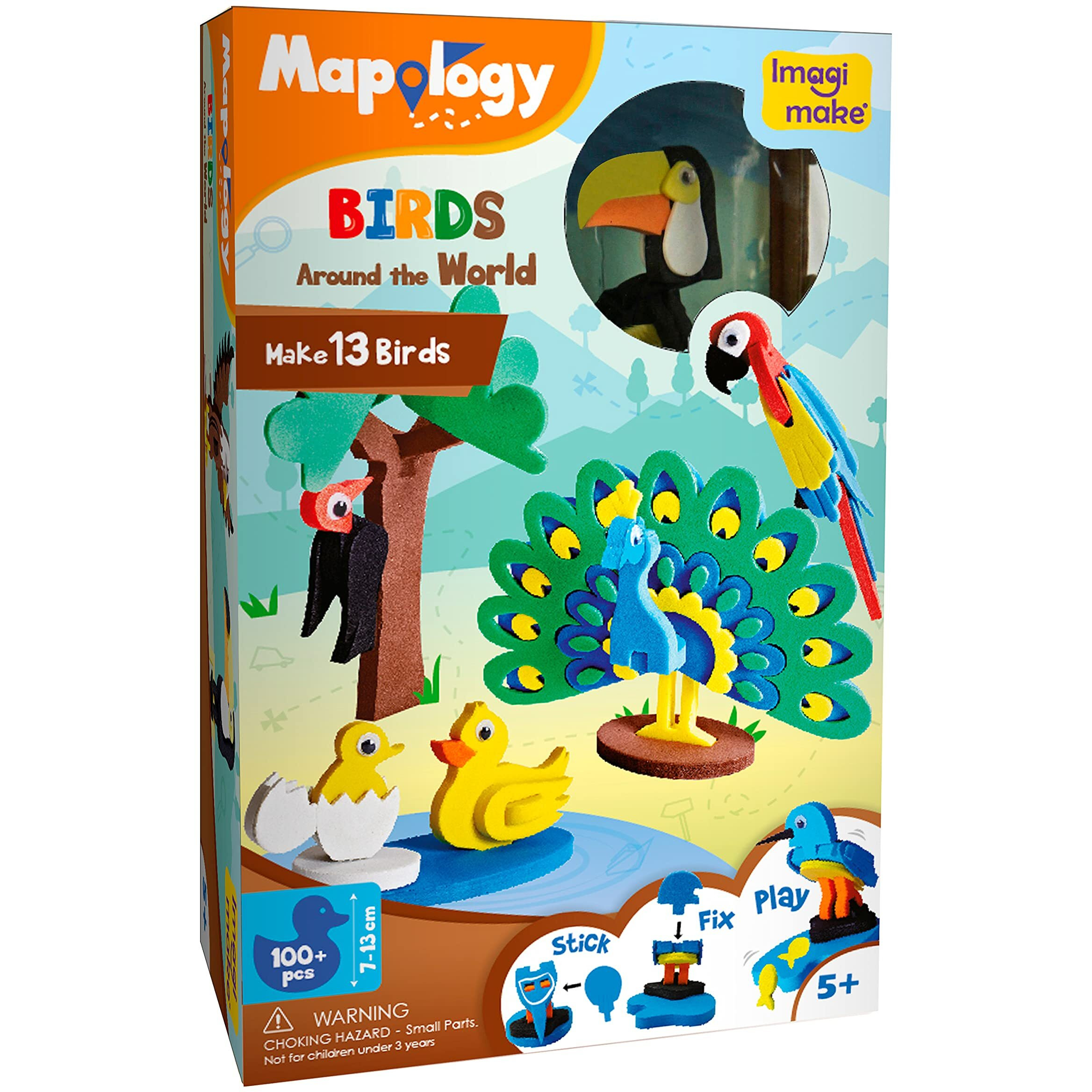 Imagimake Mapology Birds Around The World | Make 13 Miniature Models| 3D Puzzle for Kids | Birthday Gift for Girls & Boys | Educational Toys for 5,6,7,8,9 Years