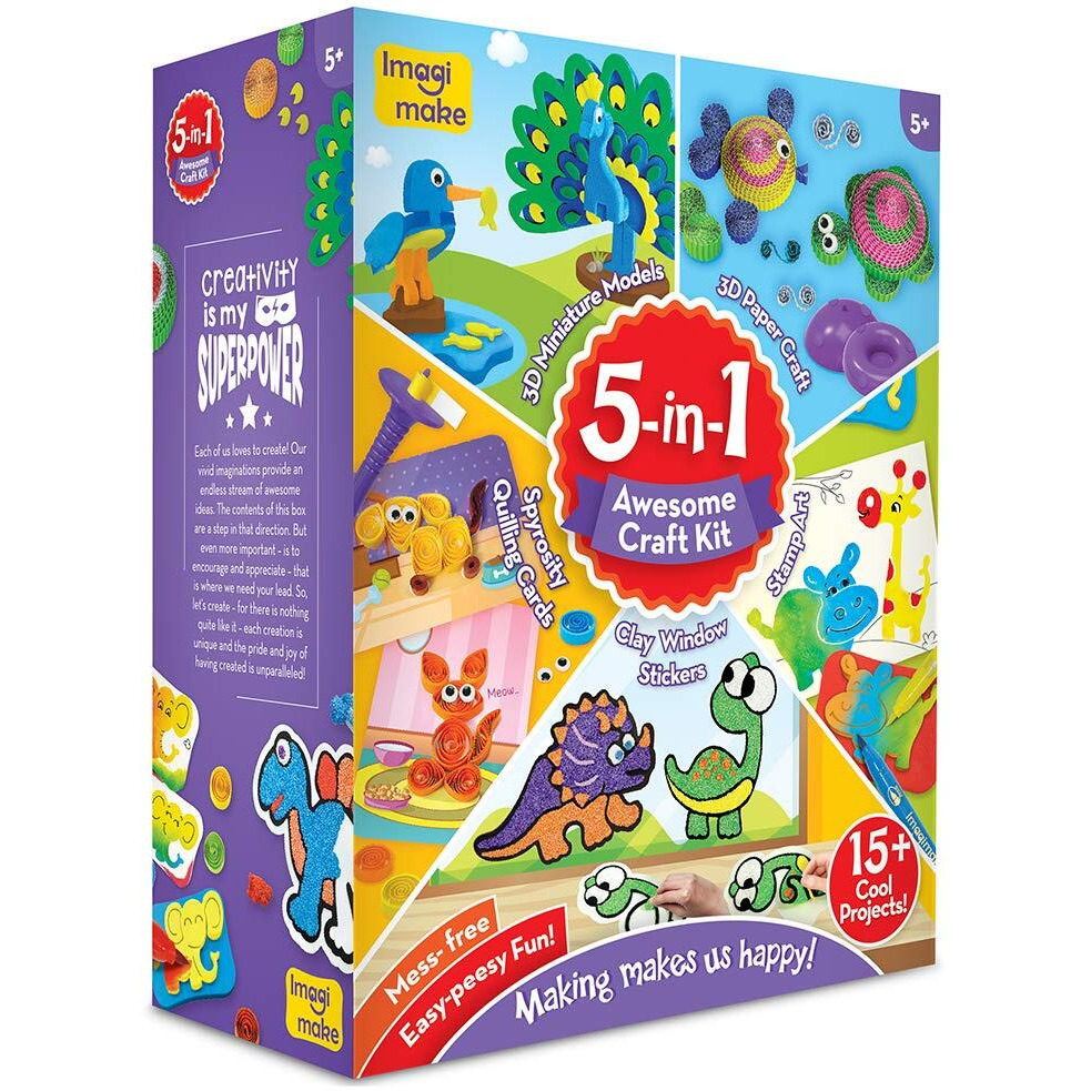 Imagimake Kid Combo Educational Map, Birds Puzzle And 5-In-1 Craft Kit, Multicolour, Paper