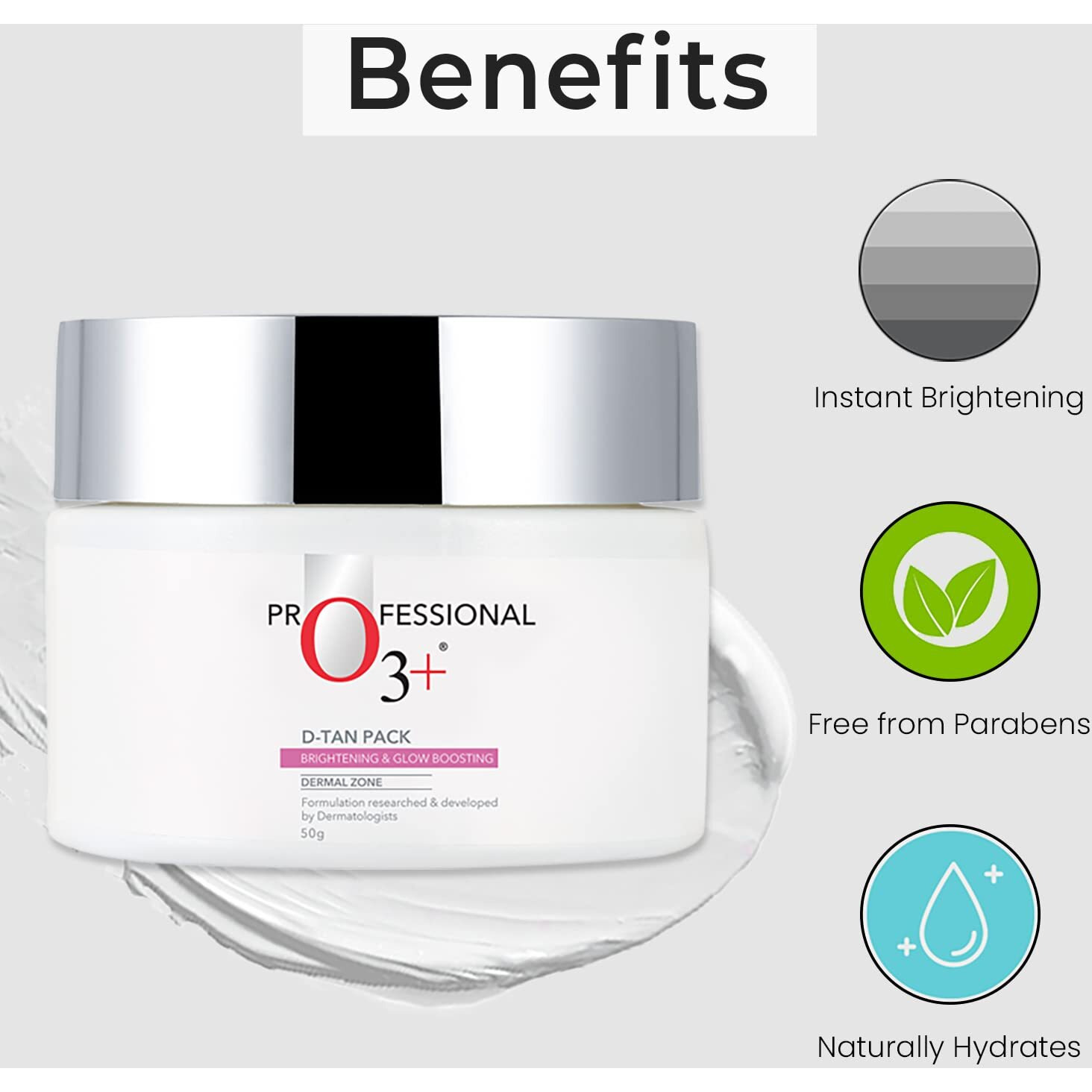O3+ D-TAN Professional Pack For Instant Tan Removal For all skin Types 50g - Suitable for All Skin Types, 50gm | Detan Pack for Tan Removal