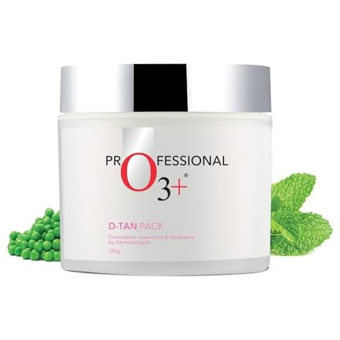O3+ D-TAN Pack for Instant Tan Removal & Sun Damage Protection Infused with Mint and Eucalyptus Oil Ideal for All Skin Types (300g) | Detan Pack for Tan Removal