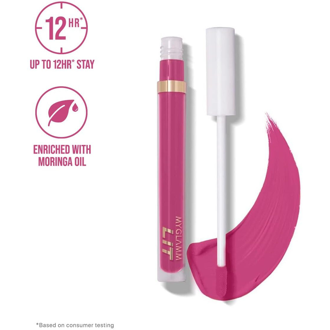 MyGlamm LIT Liquid Matte Lipstick-Draking (Pink)-3 ml | With Moringa Oil | 12HR Long-lasting Lipstick | Cruelty-Free Matte Lipstick