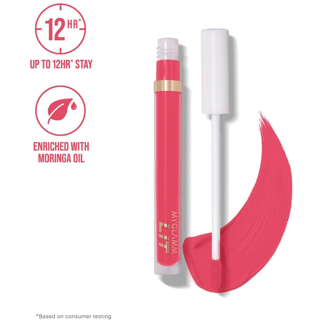 MyGlamm LIT Liquid Matte Lipstick-Boo (Pink)-3 ml | With Moringa Oil | 12HR Long-lasting Lipstick | Cruelty-Free Matte Lipstick
