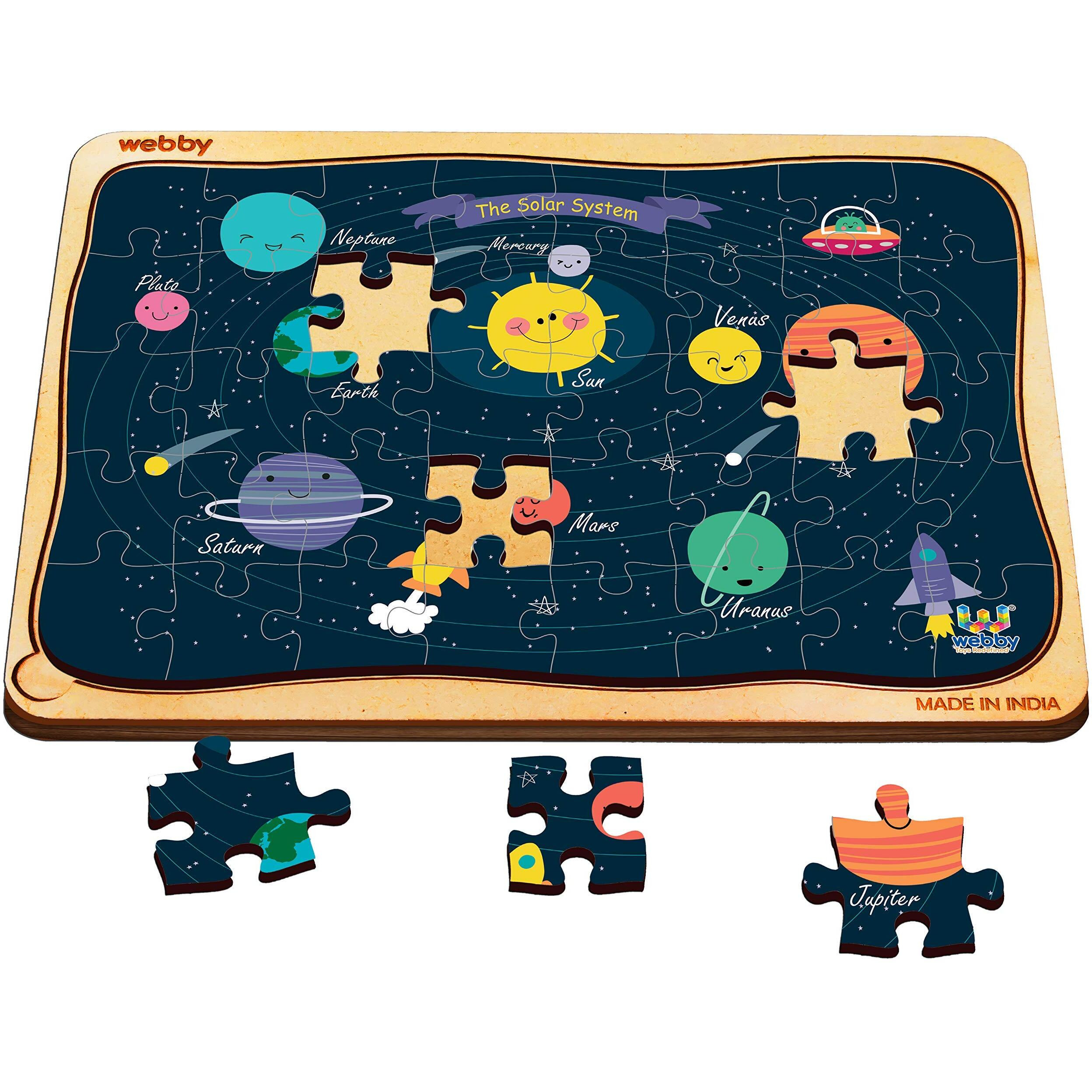 Webby Outer Space Solar System Wooden Jigsaw Puzzle (Multicolour) - 40 Pieces
