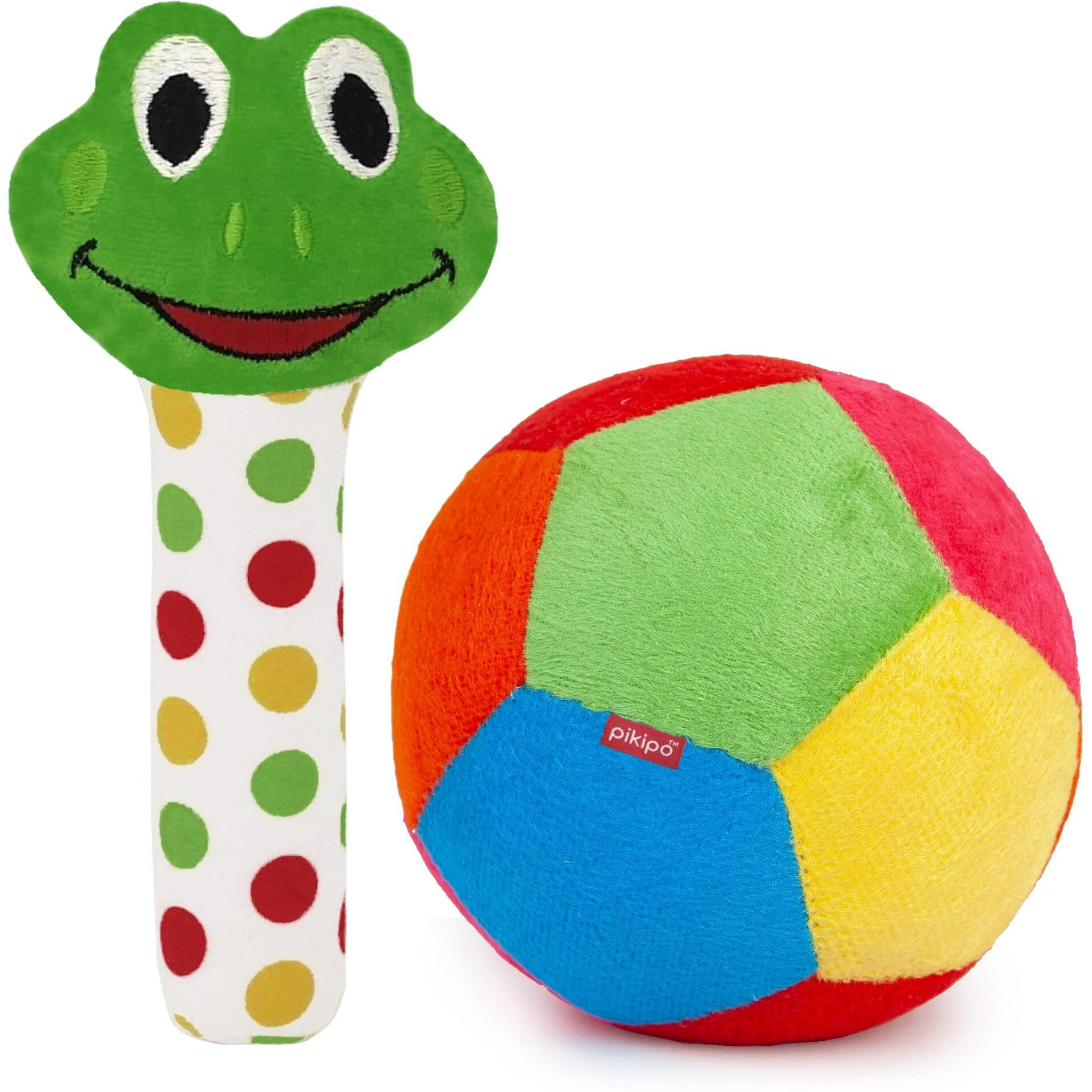 Pikipo Soft Ball (Small, 11cm) and Froggy Face Soft Rattle Combo