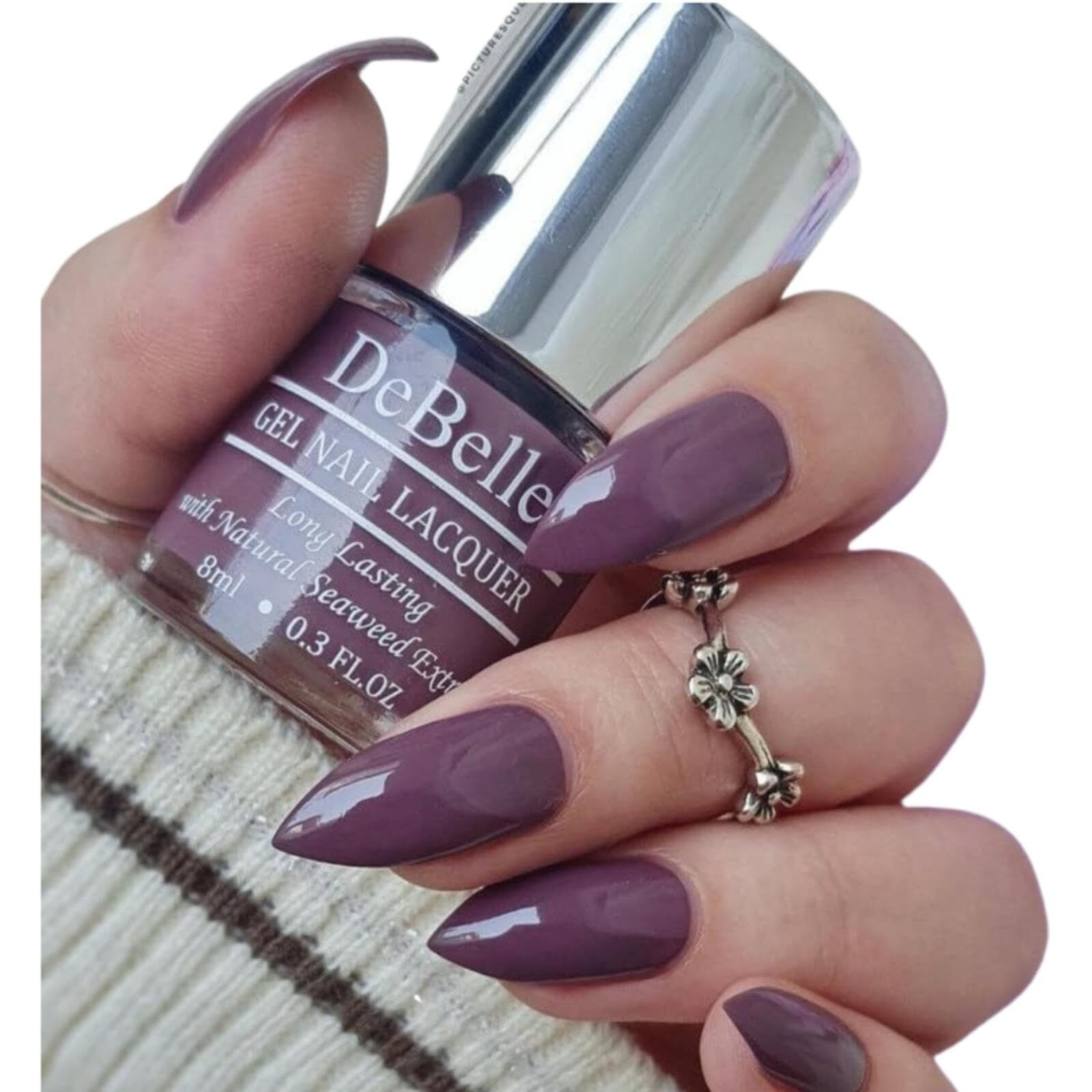 DeBelle Gel Glossy Finish Nail Polish Pretty Petunia (Rust Mauve) 8 Ml - Enriched With Natural Seaweed Extract, Cruelty Free, Toxic Free