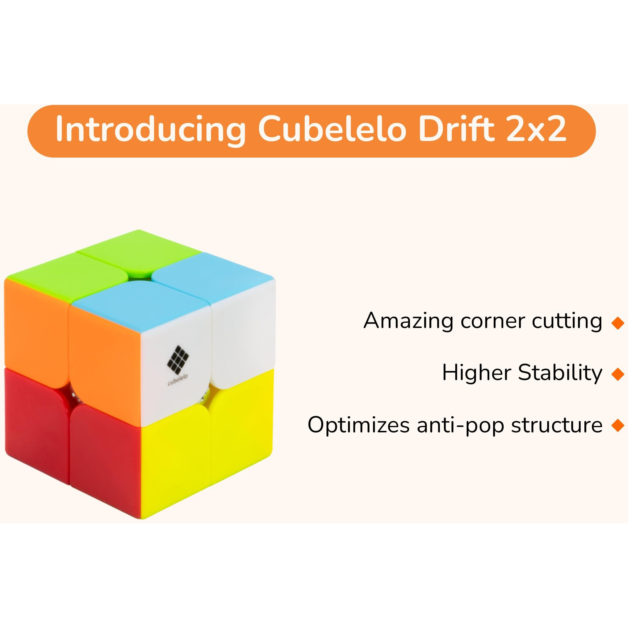 Cubelelo Drift 2x2 Stickerless Magic Speed Cube for Kids & Adults Speedy Brainstorming Puzzle (Multicolor)