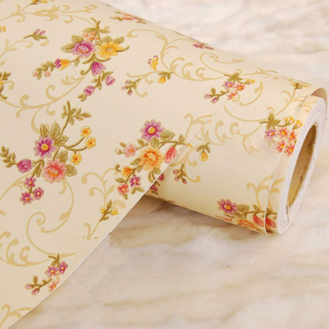 wolpin Wall Sticker Wallpaper (45 x 500 cm) DIY Self Adhesive Decal Floral Bouquet Kids Room, Baby Room Bedroom, Yellow