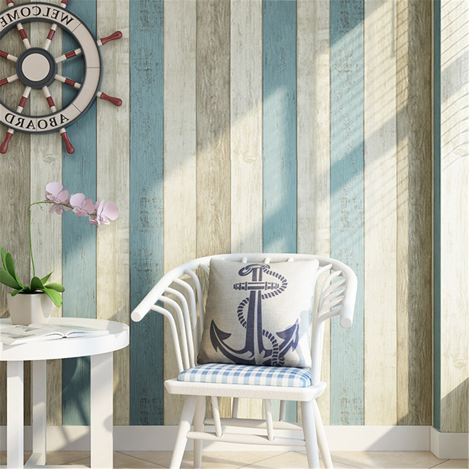 wolpin Wall Stickers Wallpaper Plank (Blue Plank, 45 x 500 cm)