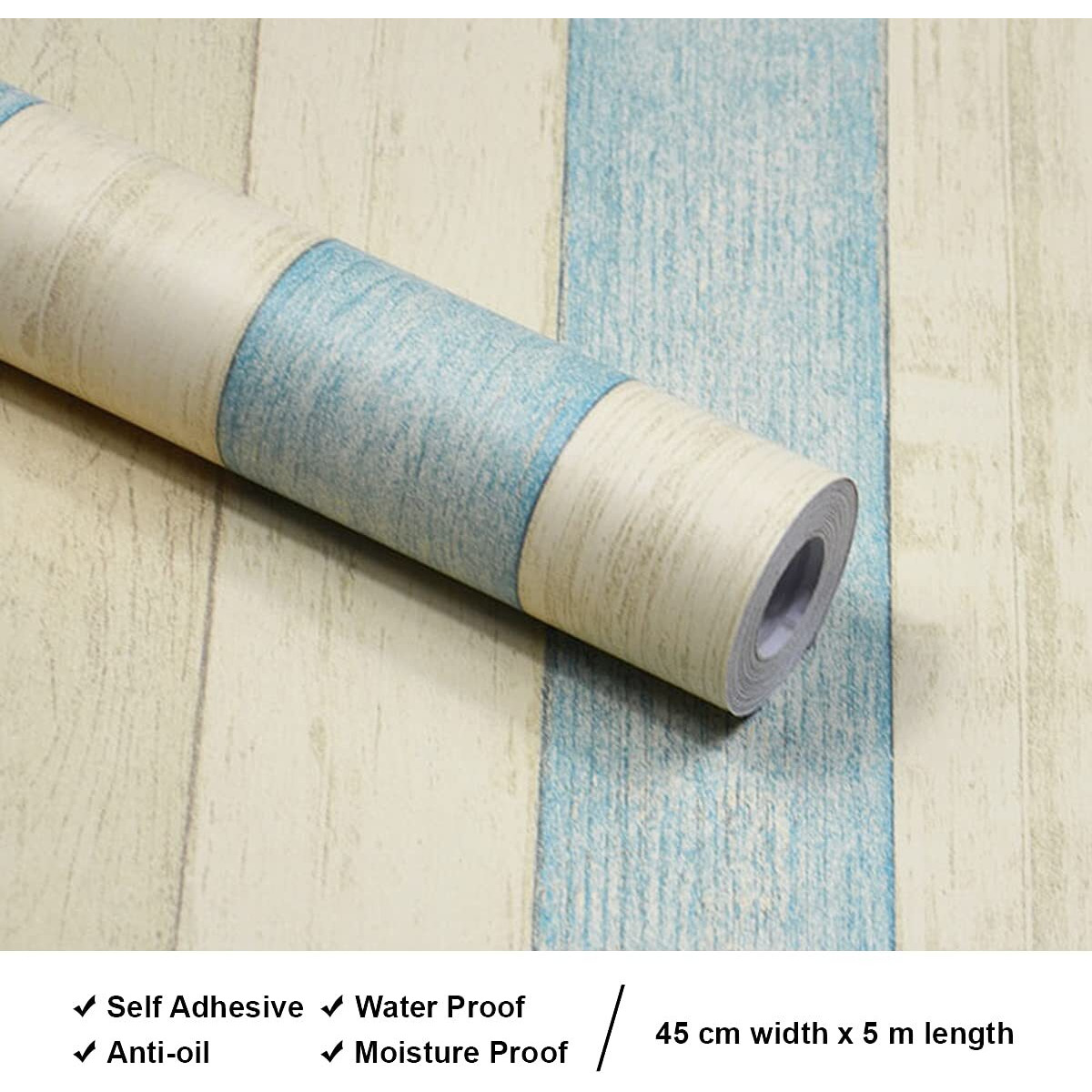wolpin Wall Stickers Wallpaper Plank (Blue Plank, 45 x 500 cm)