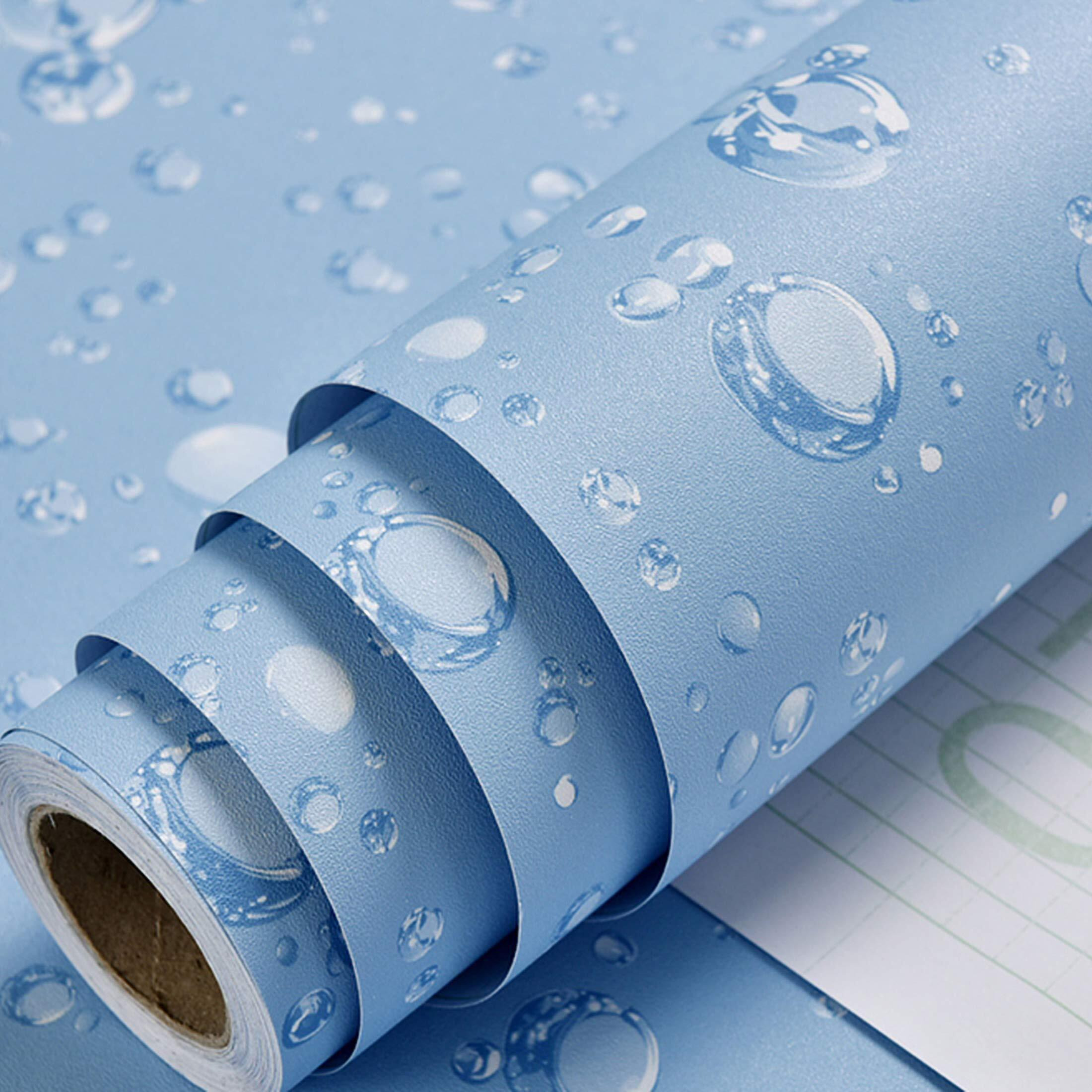 Wolpin Wall Stickers Wallpaper Decal (45 x 300 cm) DIY PVC Self-Adhesive Bubbles, Kids Room, Lamination Paper, Office, Home Decorative, Water Blue Decorative Wallpaper