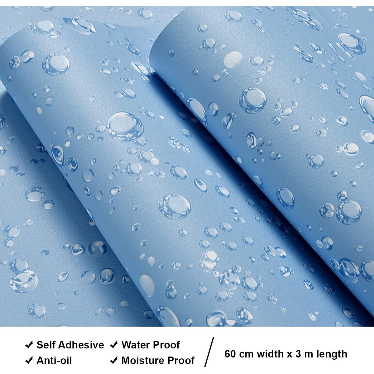 Wolpin Wall Stickers Wallpaper Decal (45 x 300 cm) DIY PVC Self-Adhesive Bubbles, Kids Room, Lamination Paper, Office, Home Decorative, Water Blue Decorative Wallpaper